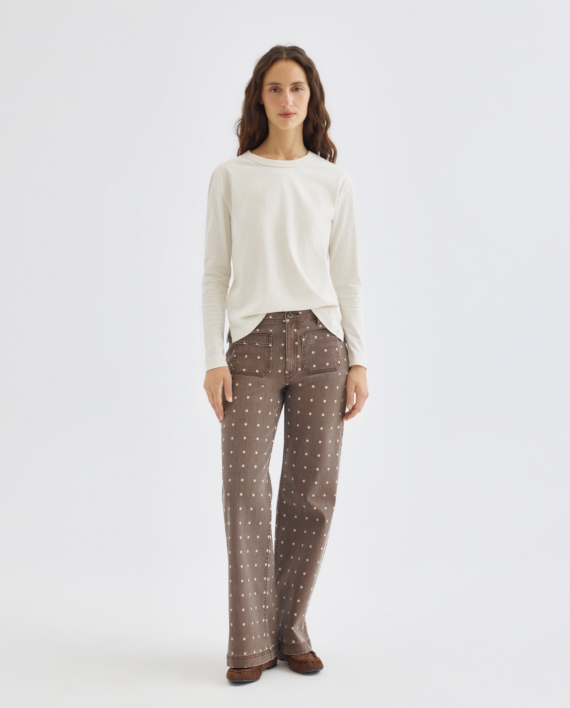 Imagen 0 de Pantalón de mujer wide-leg con bolsillos estampado