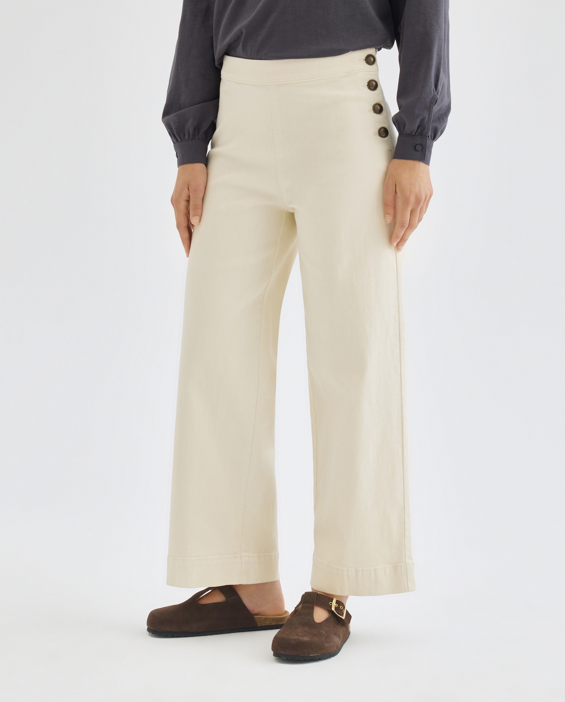 Pantalón de mujer culotte abotonado 120 Crudo-2