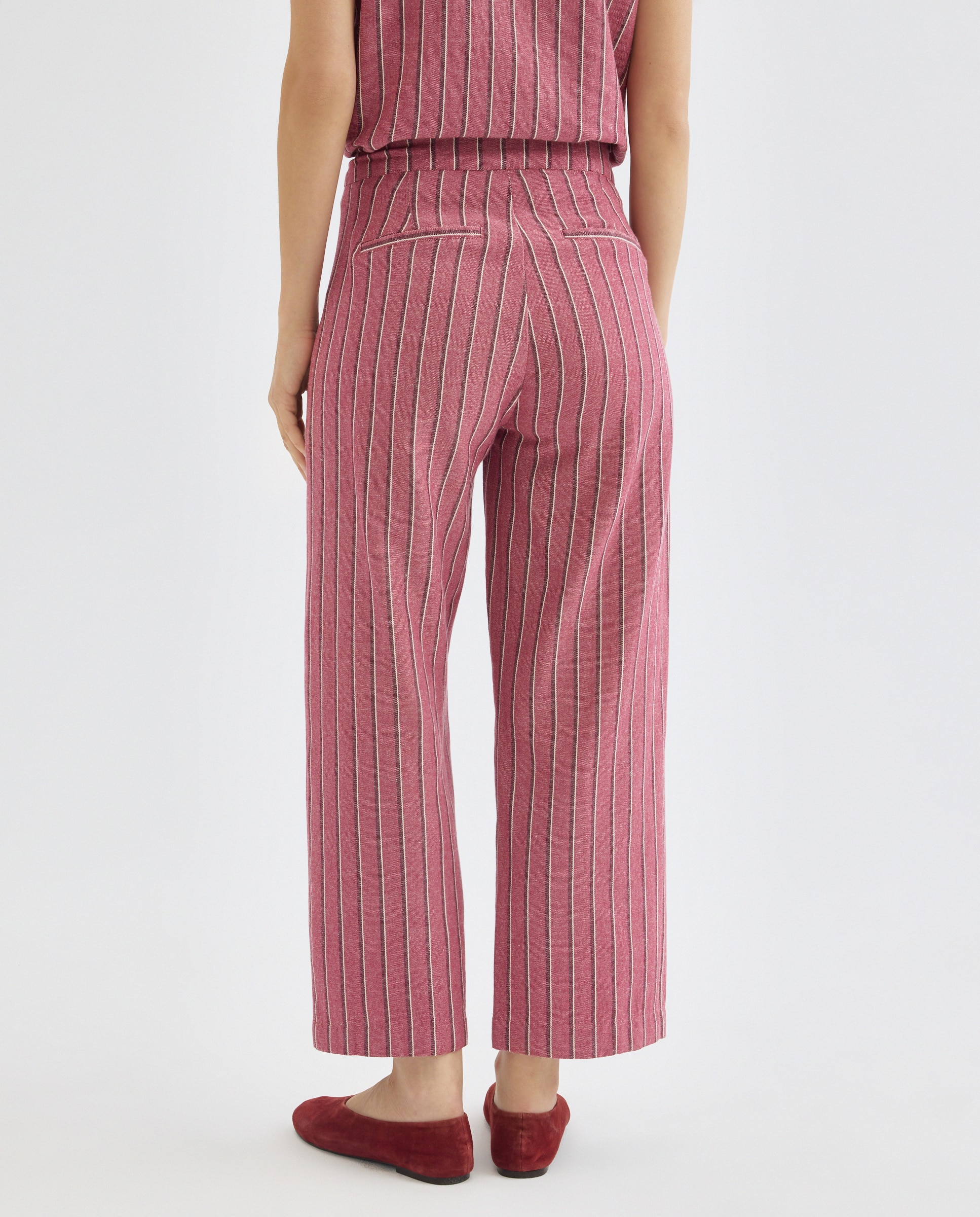 Pantalón de mujer de rayas total look Rosa-3