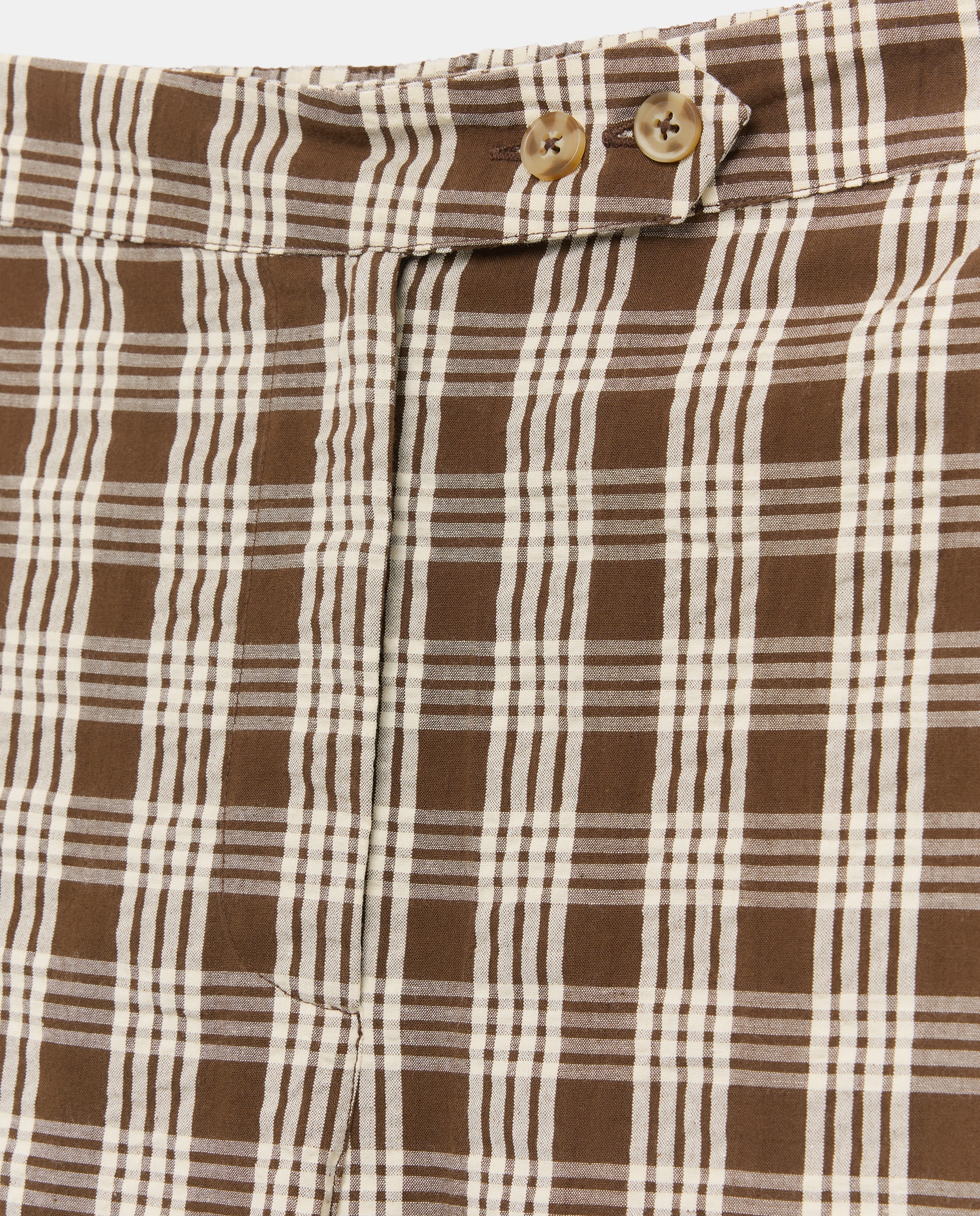 Pantalon de mujer bombacho de cuadros total look Marrón-5