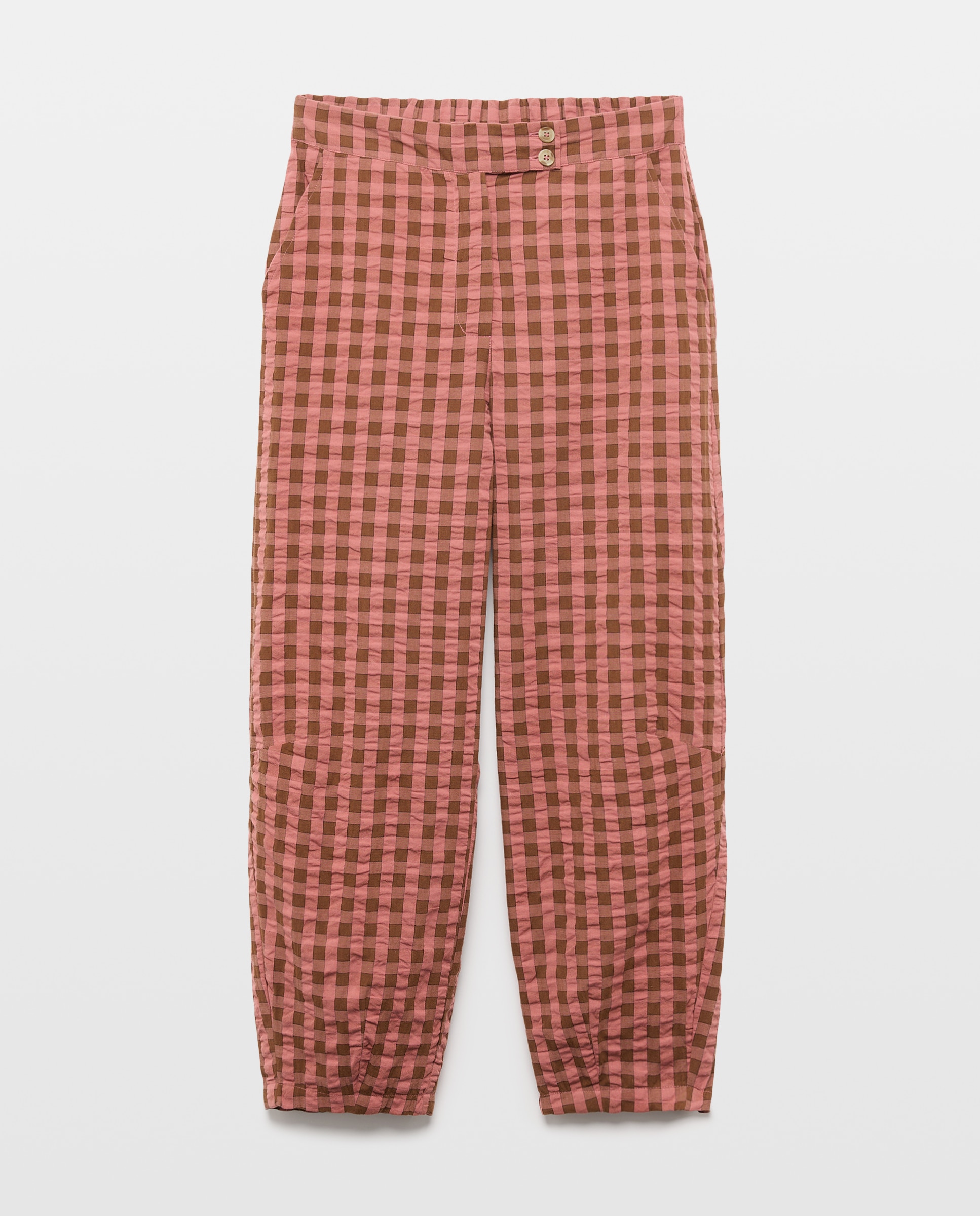 Pantalón de mujer de cuadros total look Marrón-4