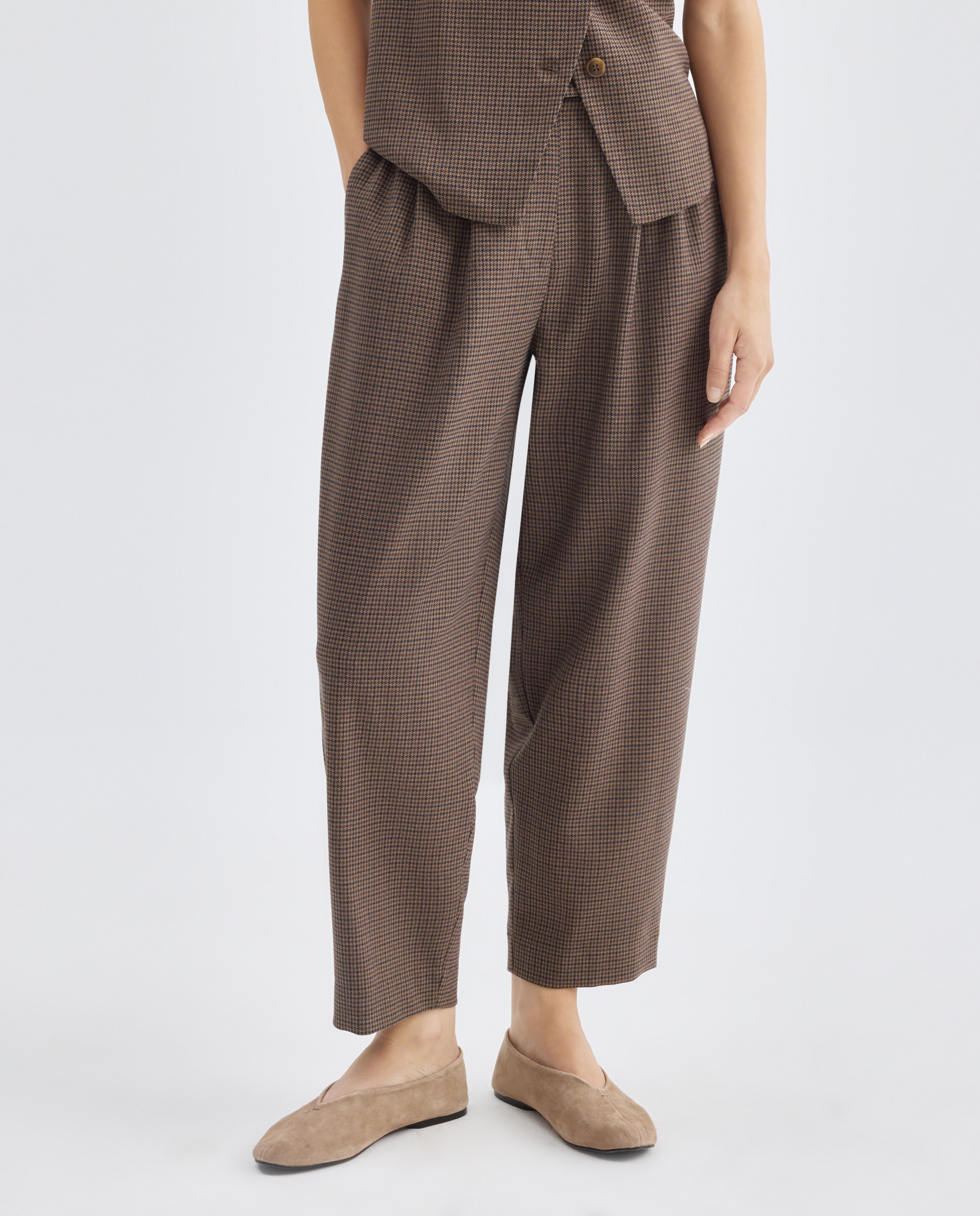 Pantalón de mujer de pinzas de rayas total look Azul-2