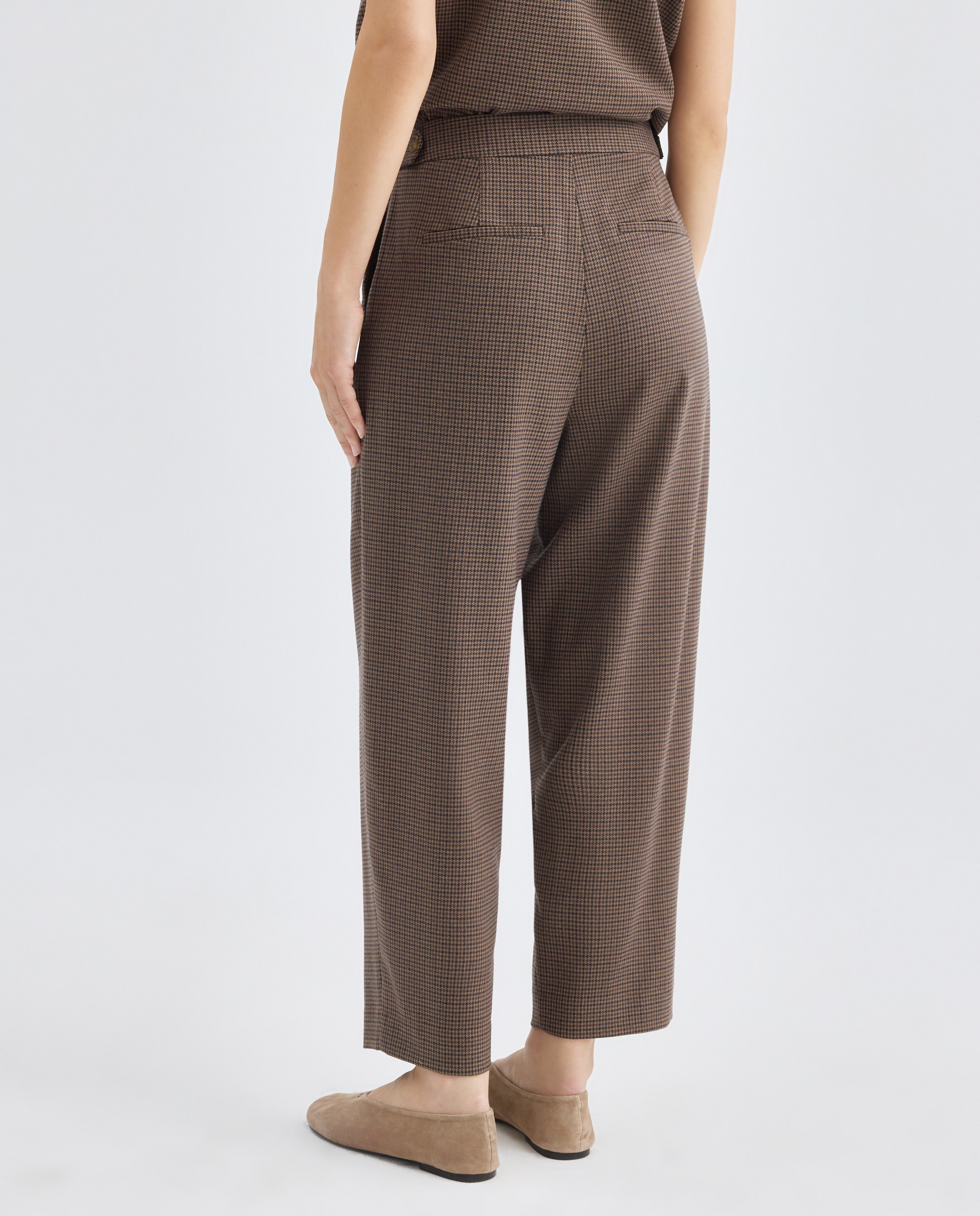 Pantalón de mujer de pinzas de rayas total look Azul-3