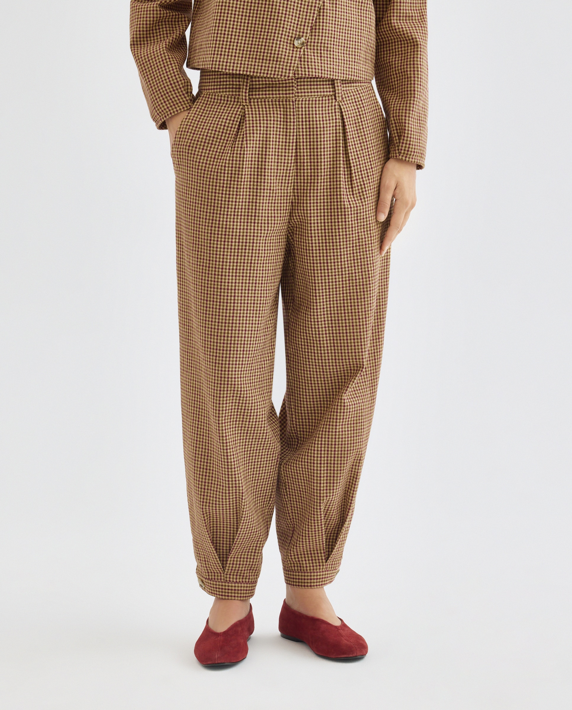 Pantalón de mujer de cuadros balloon total look Azul-2
