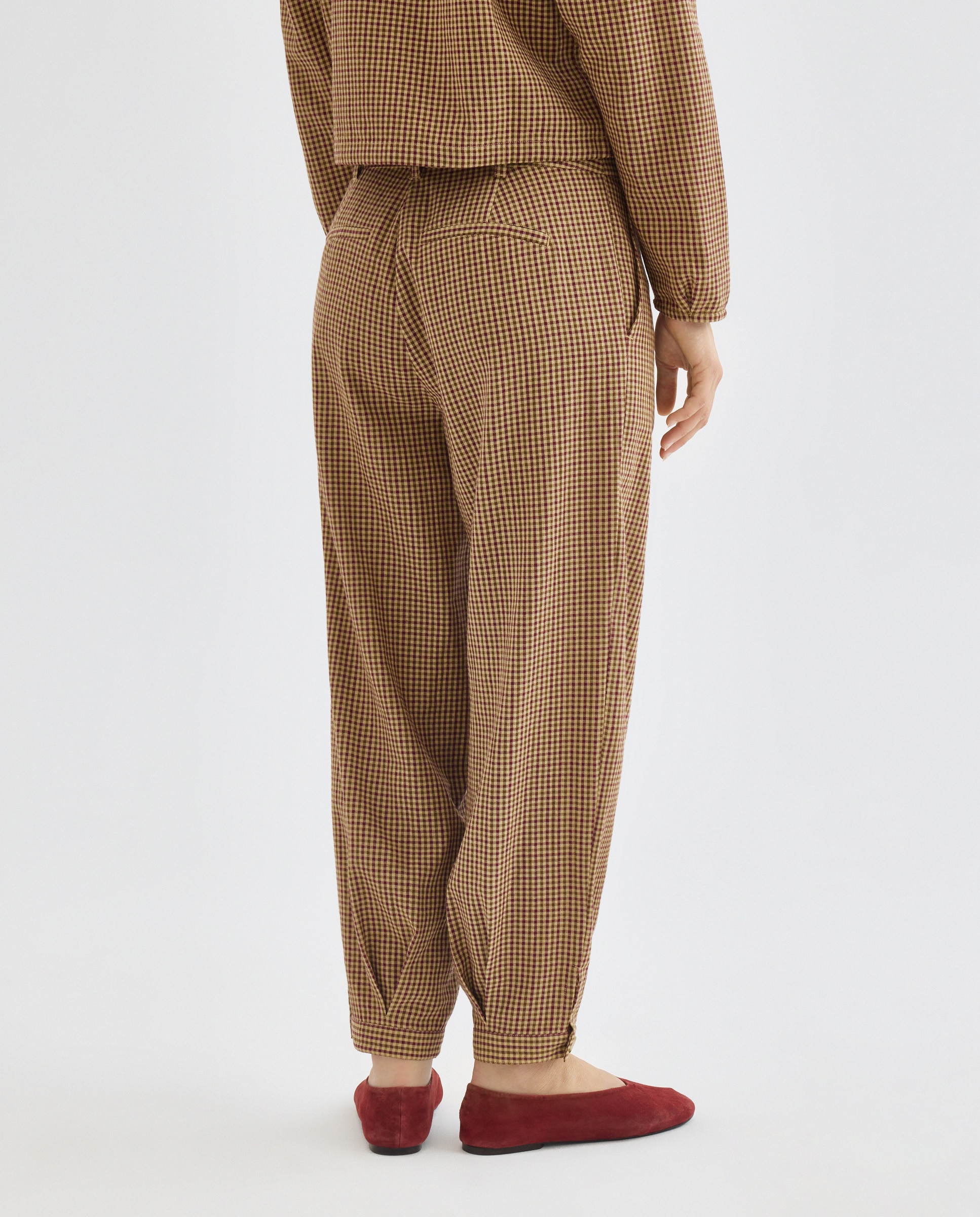 Pantalón de mujer de cuadros balloon total look Azul-3