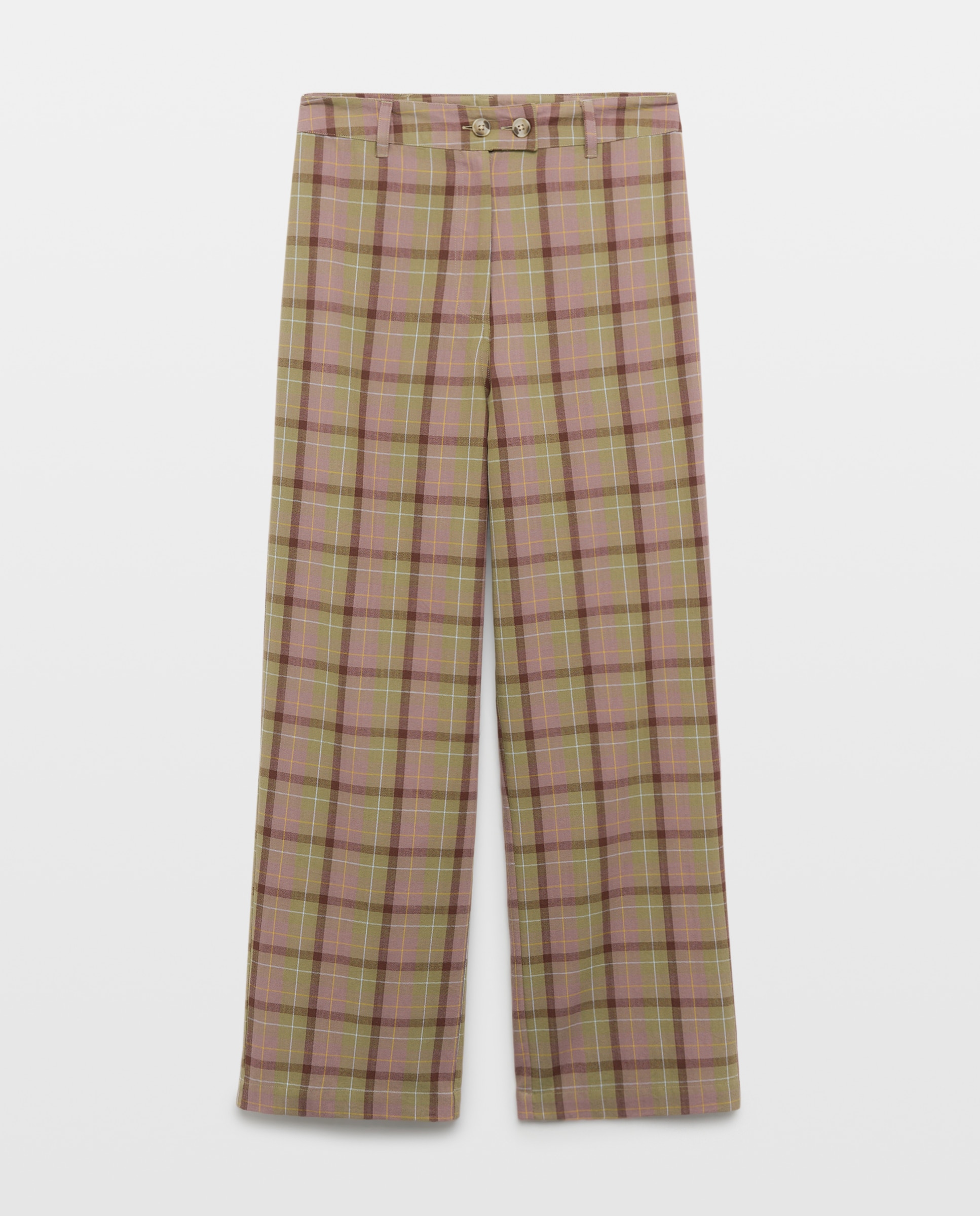 Pantalón de mujer de cuadros recto total look Rosa-4