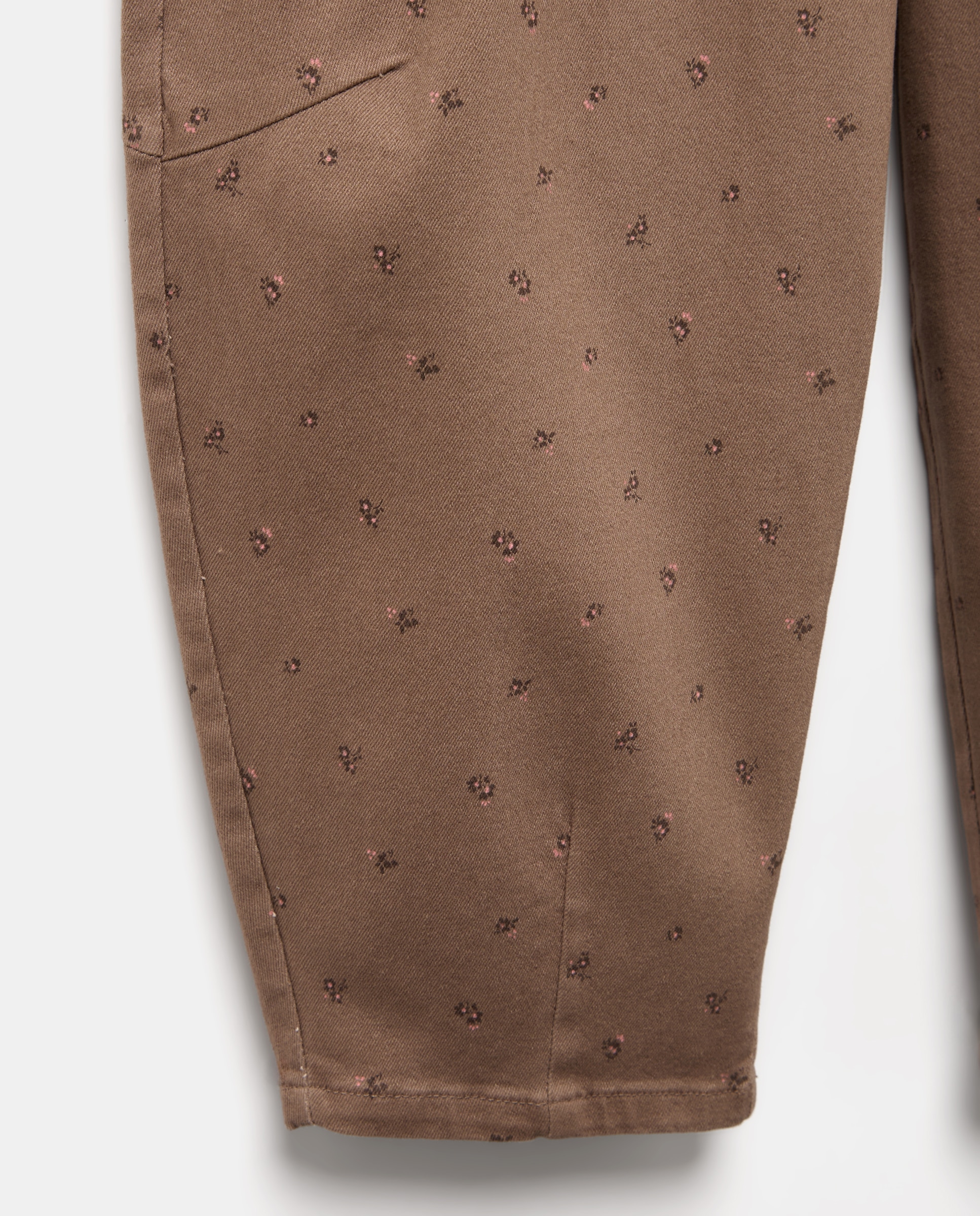 Pantalón de mujer de flores estampado barrel Marrón-5