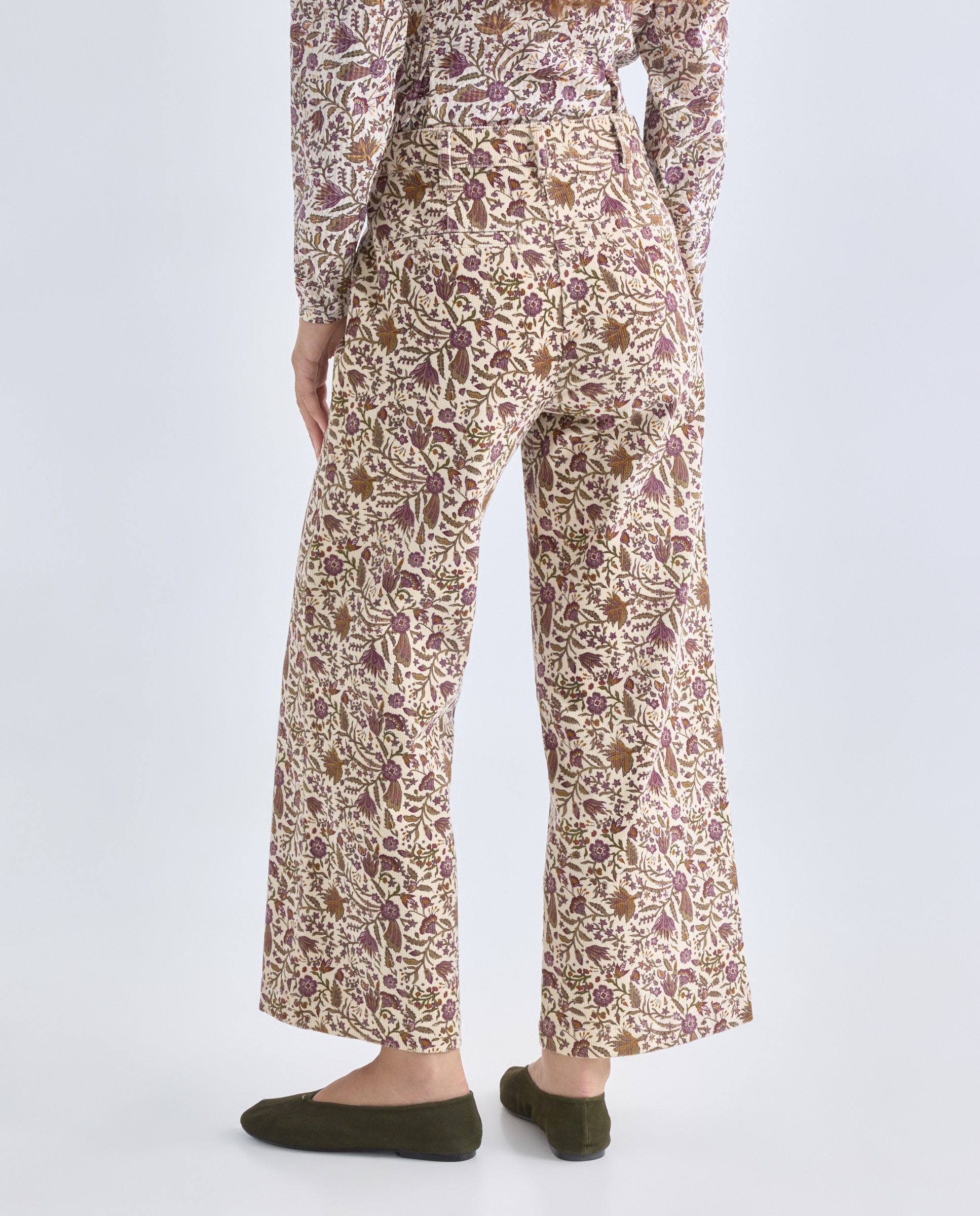 Pantalón de mujer culotte de pana de flores 3