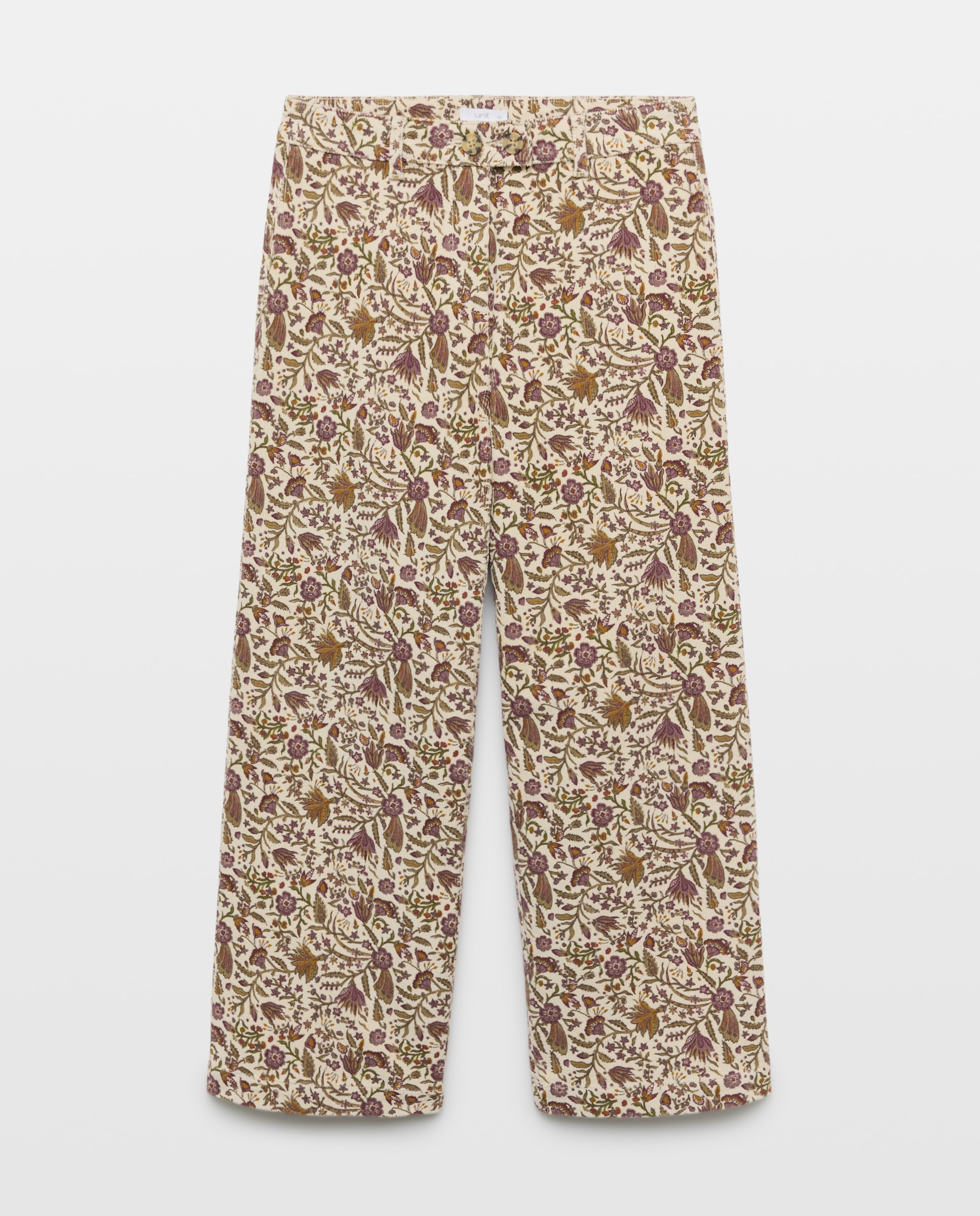 Pantalón de mujer culotte de pana de flores 4