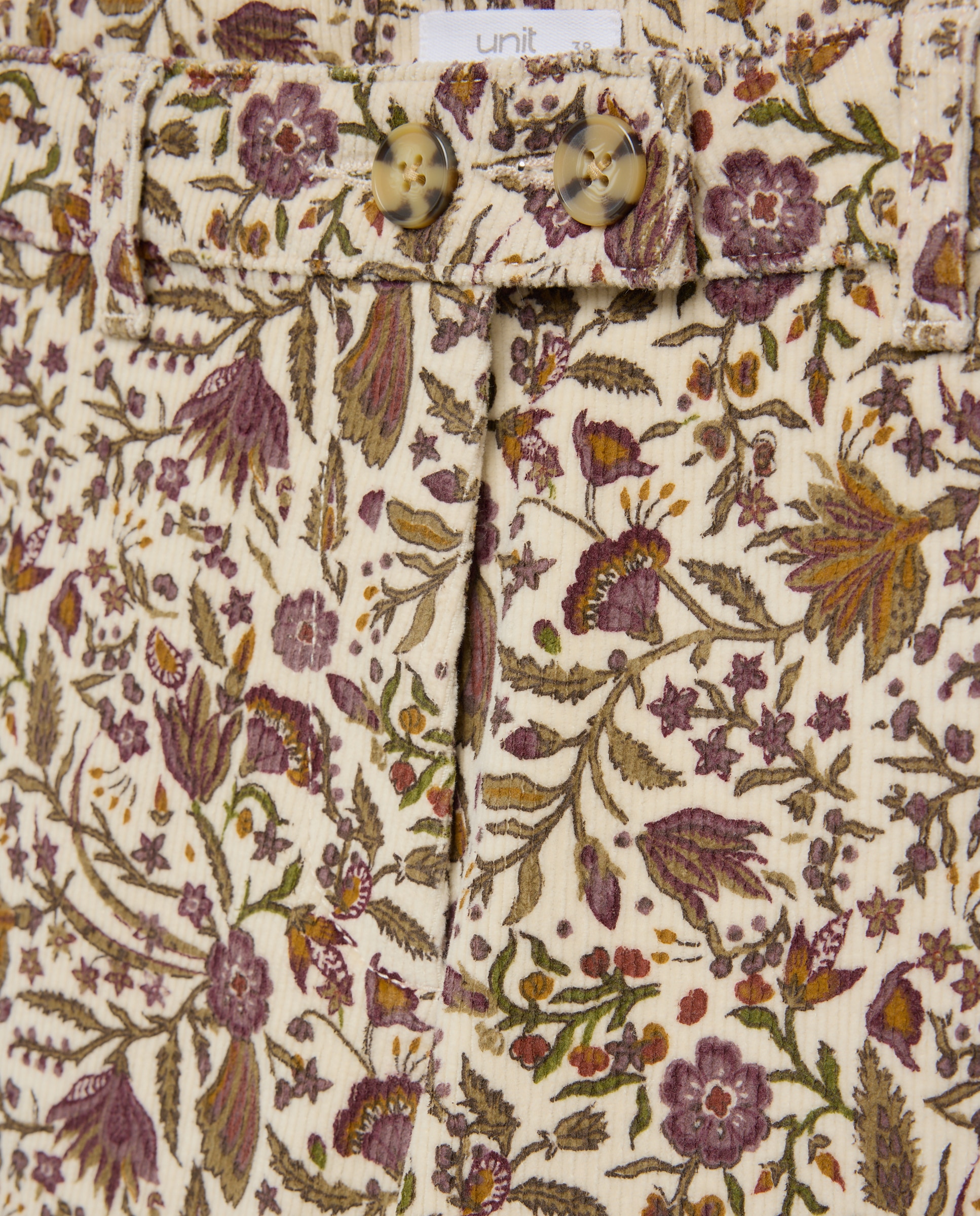 Pantalón de mujer culotte de pana de flores 5