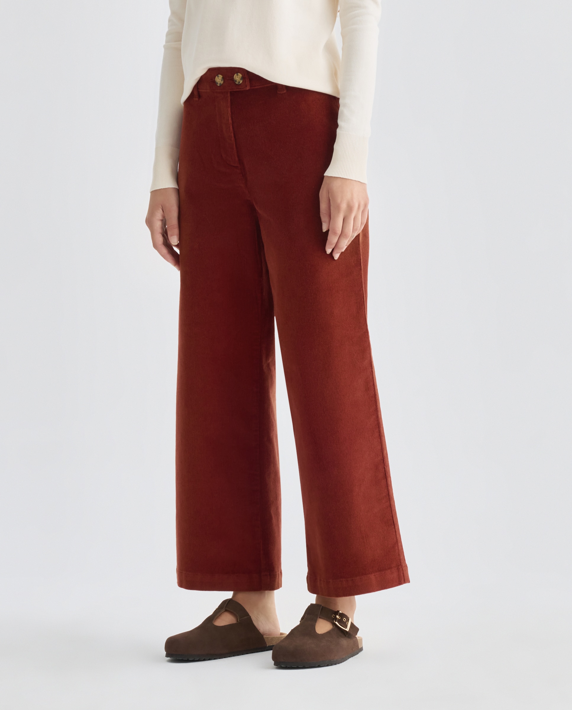 Pantalón de mujer culotte de pana Rojo-2