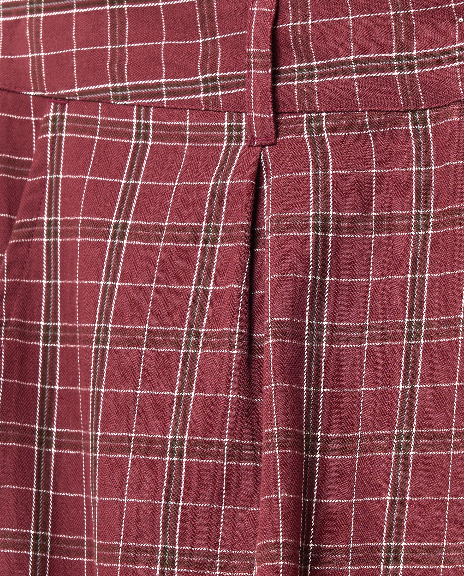 Pantalón de mujer barrel de cuadros total look Rojo-5