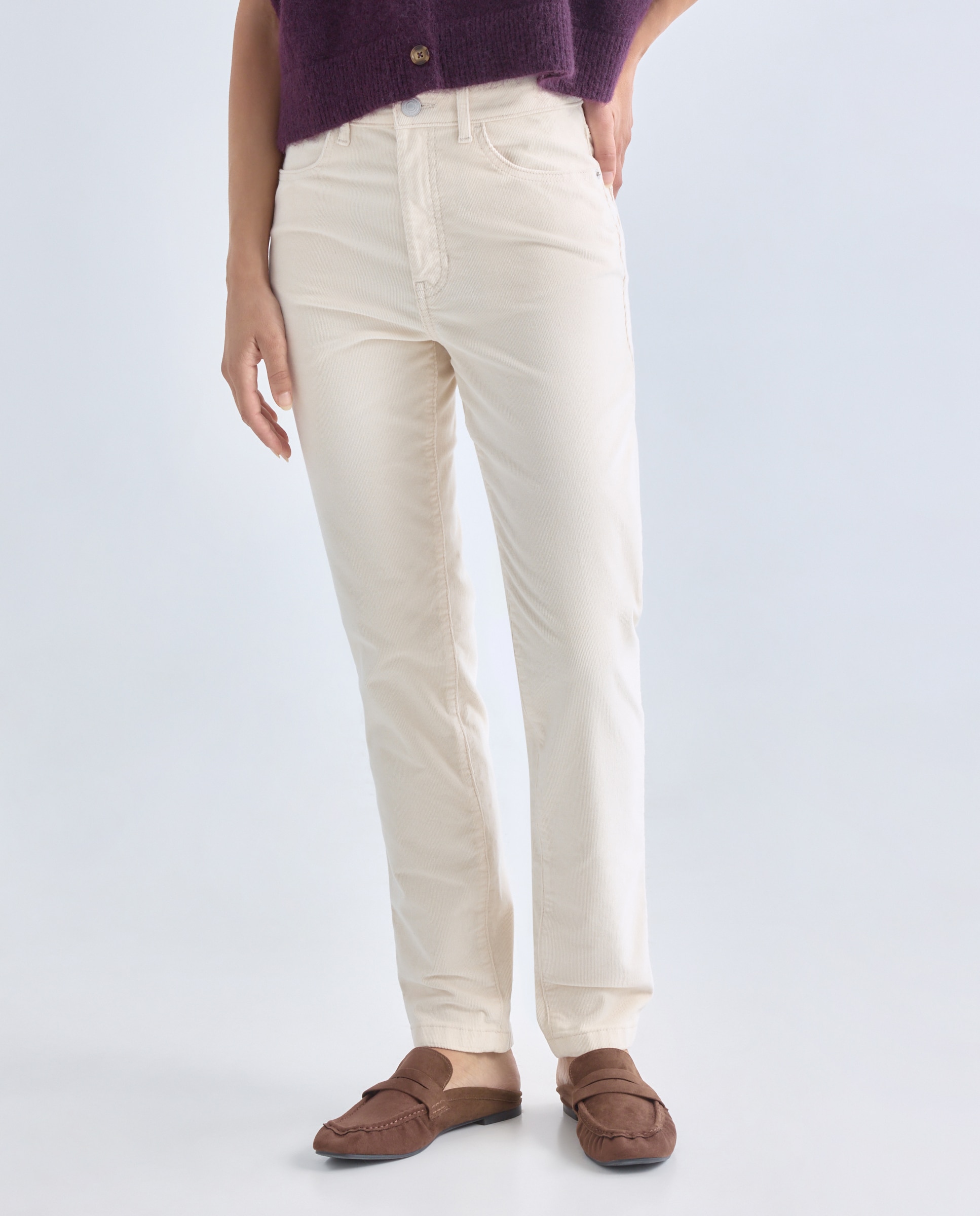 Pantalón de mujer de pana skinny 120 Crudo-2