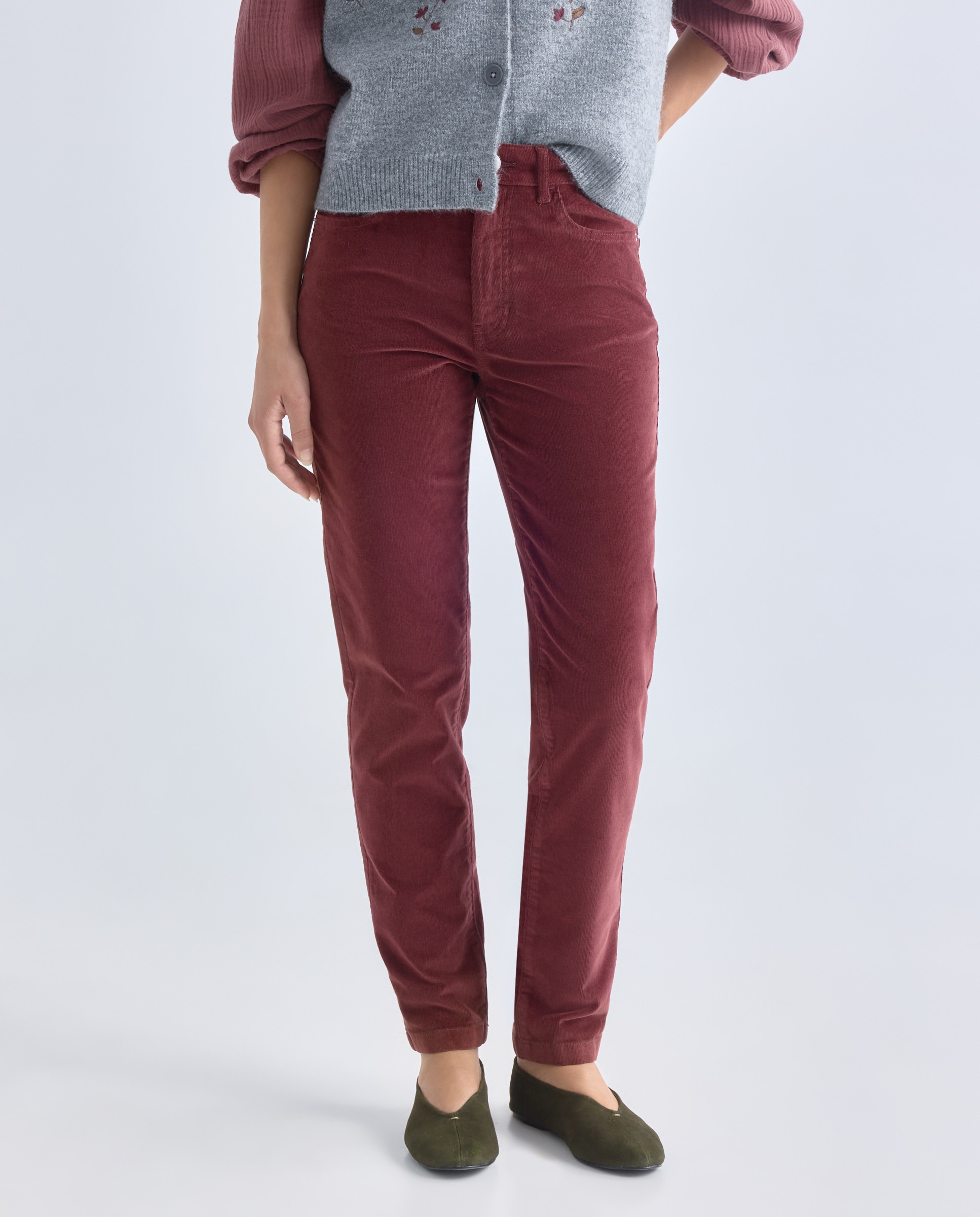 Pantalón de mujer de pana skinny Carmín-2