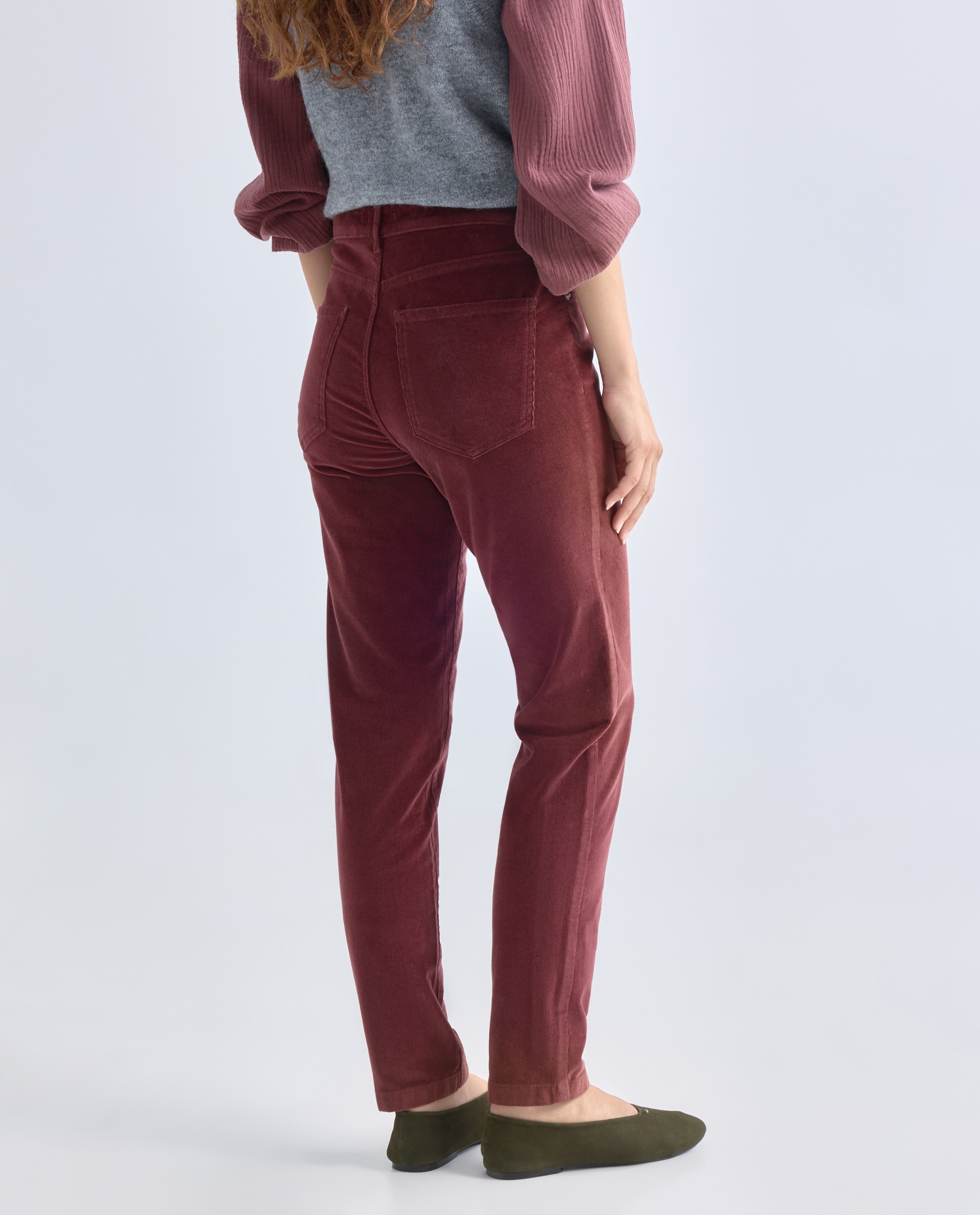 Pantalón de mujer de pana skinny Carmín-3