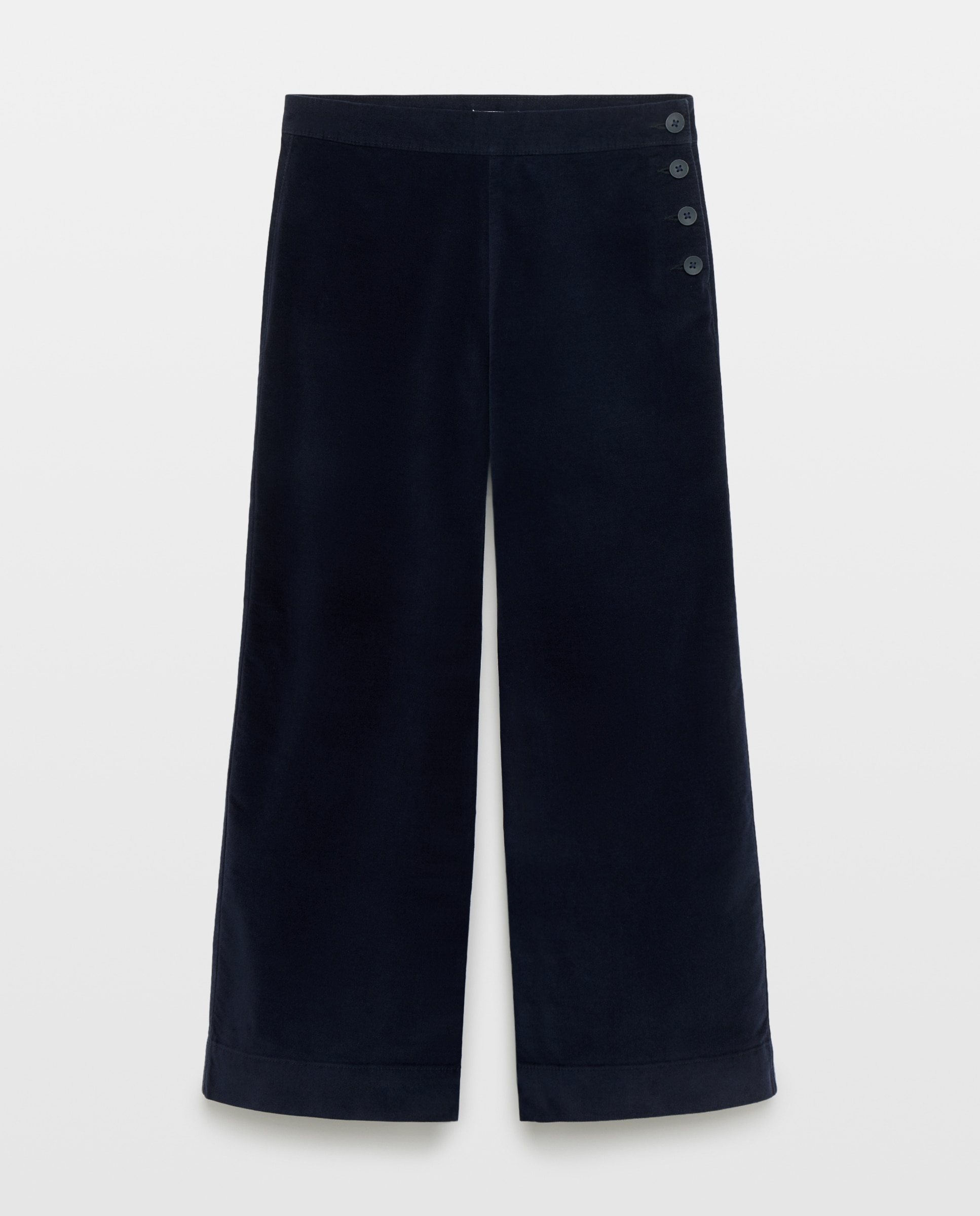 Pantalón de mujer abotonado de pana total look Azul marino-4