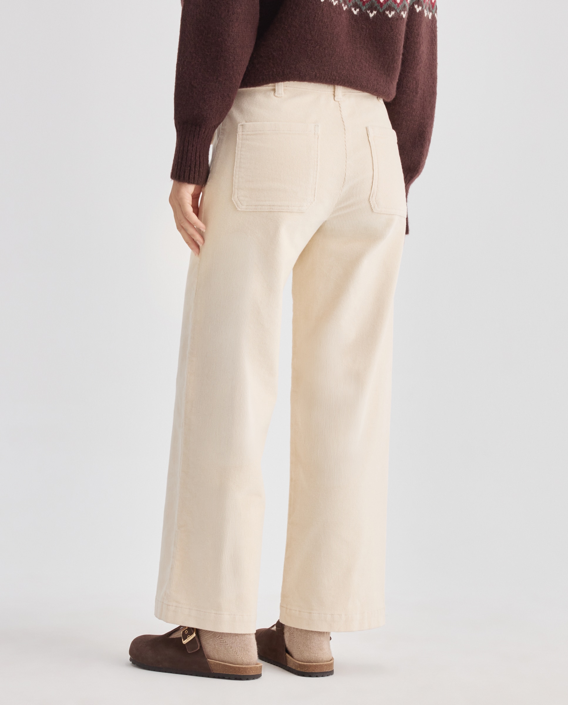 Pantalón de mujer wide-leg de pana 120 Crudo-3
