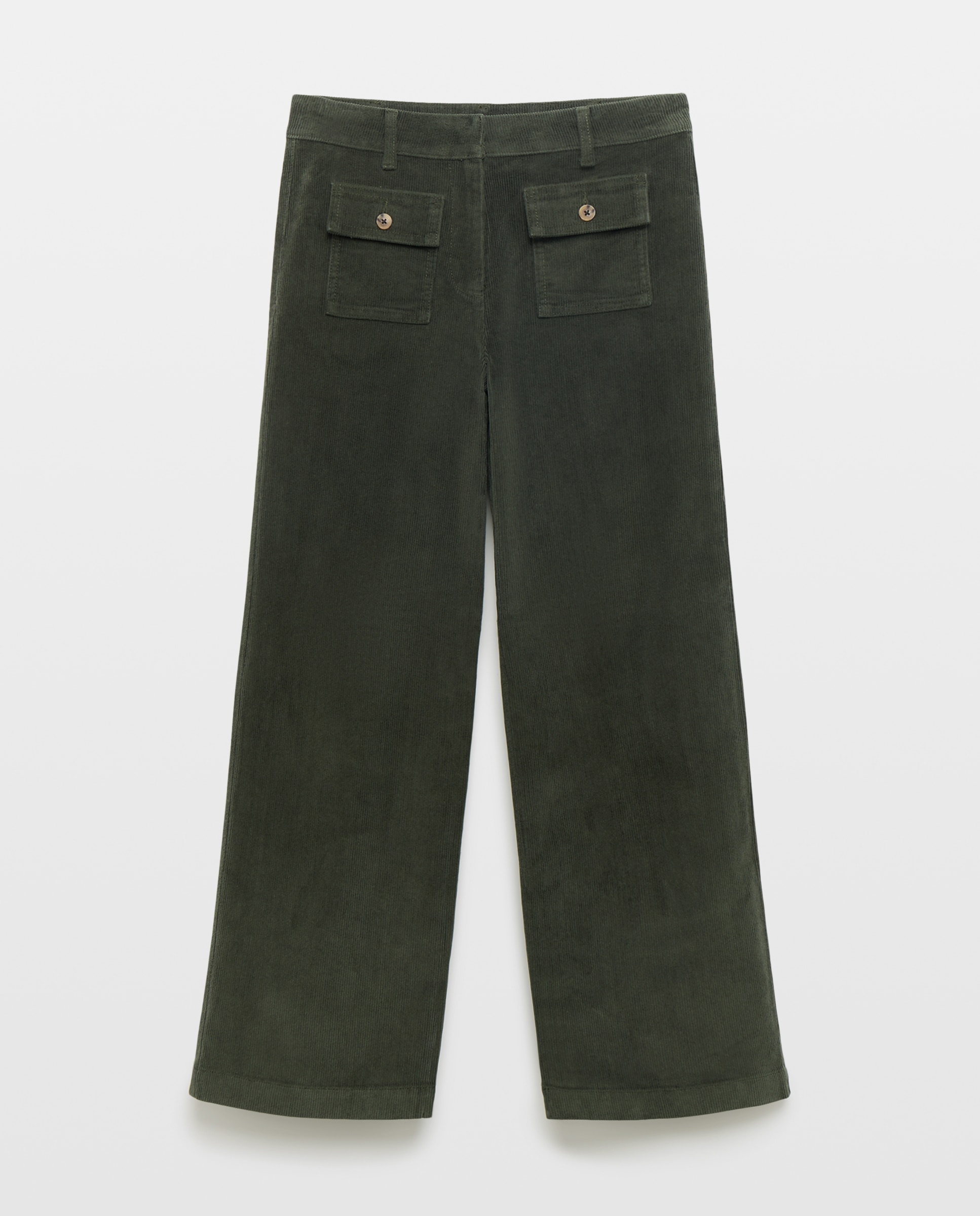 Pantalón de mujer wide-leg de pana Verde-4
