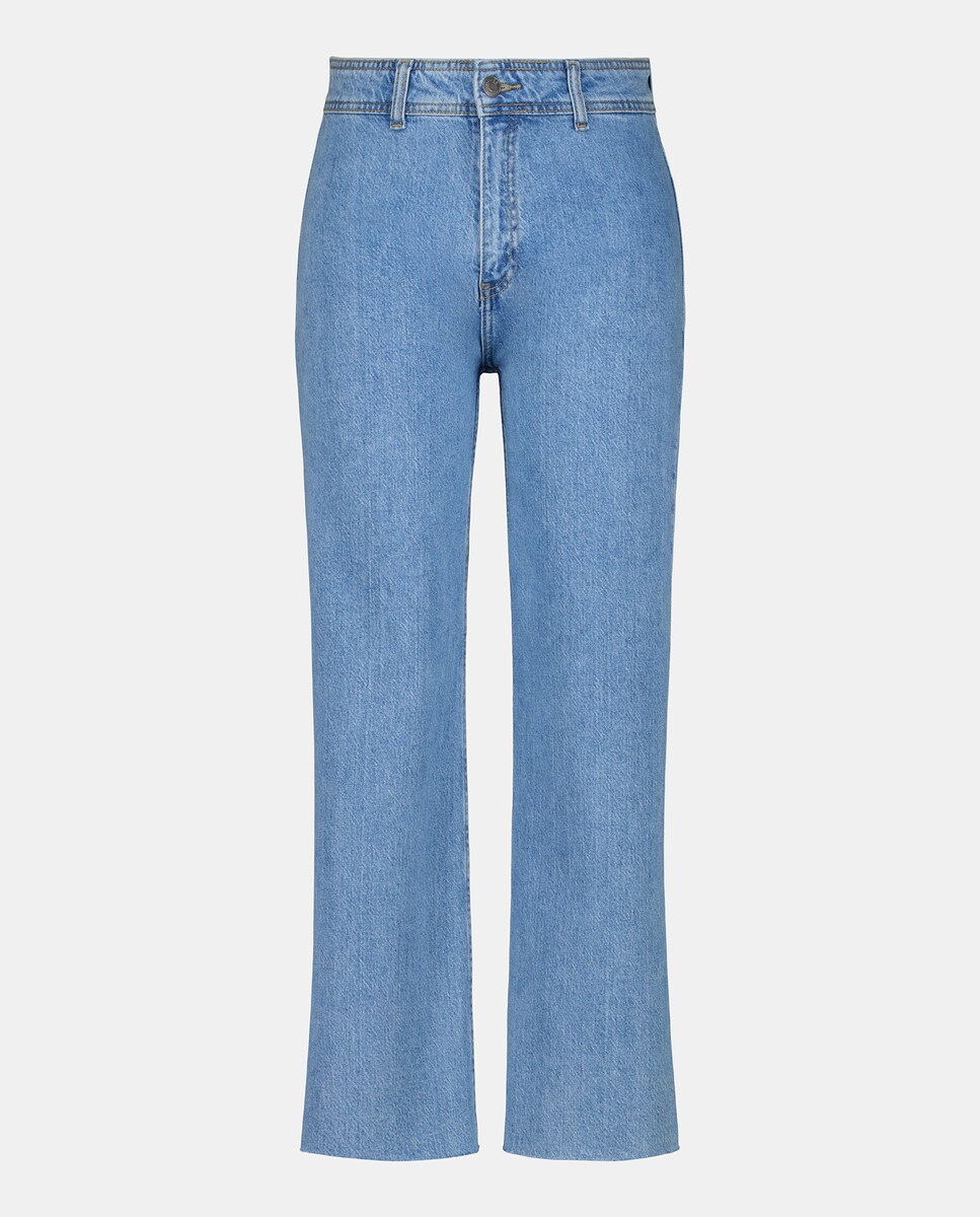 Pantalón denim culotte de mujer Azul pálido-4