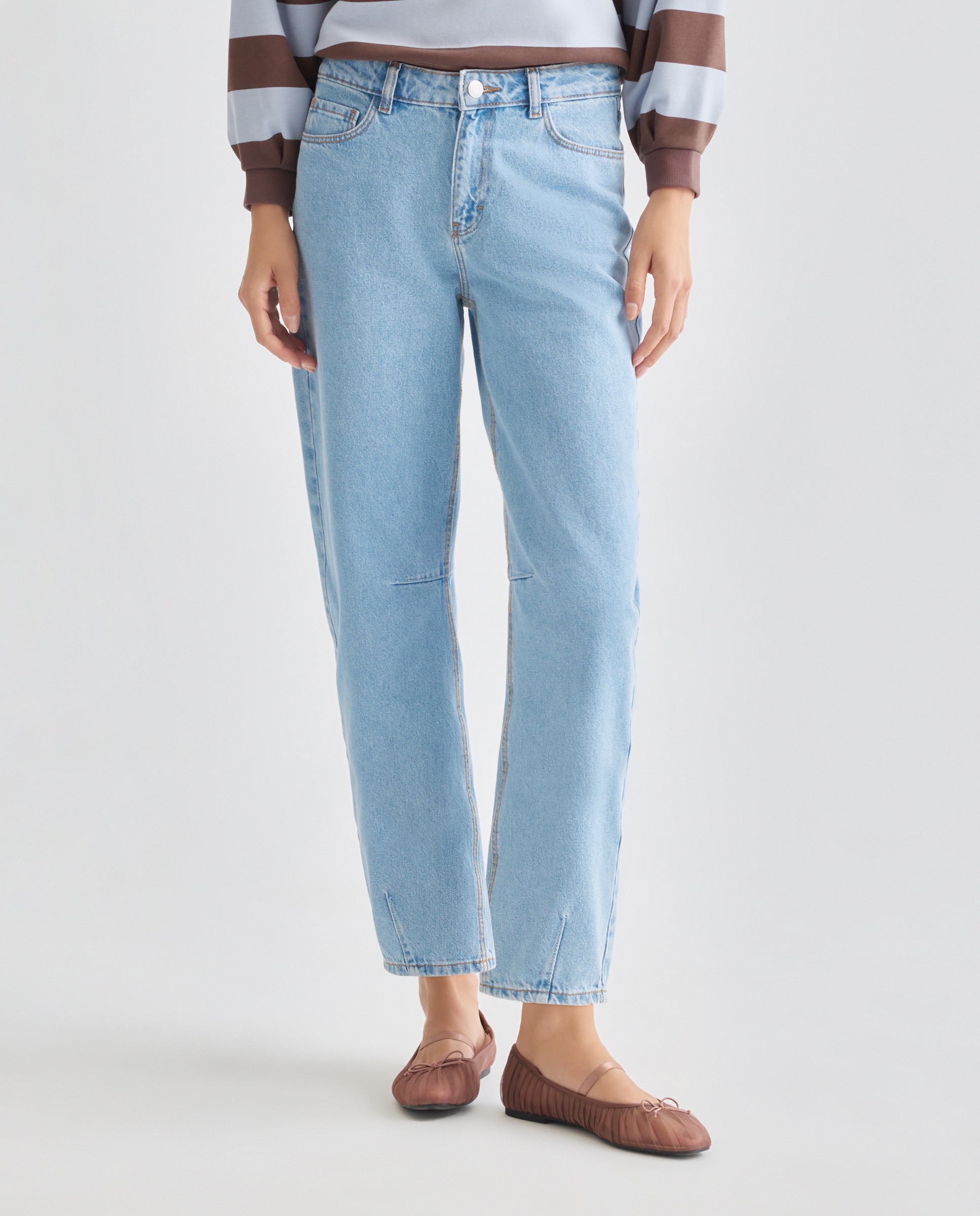 Pantalón de mujer denim barrel Cerúleo-2