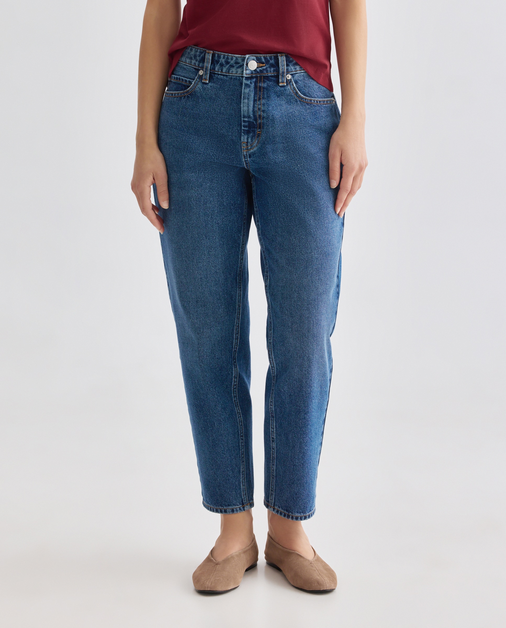 Pantalón de mujer denim mom Azul Suave-2
