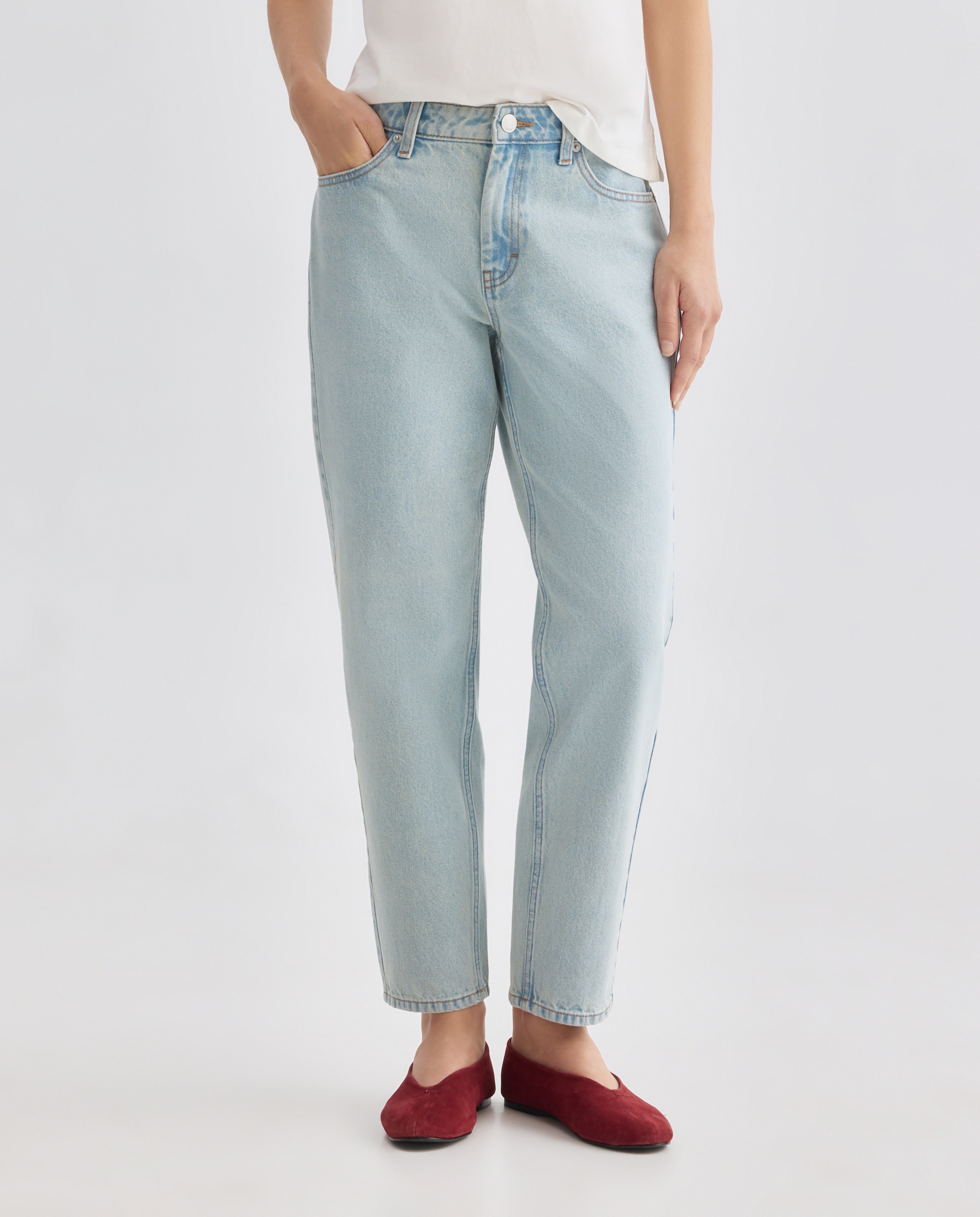 Pantalón de mujer denim mom Cerúleo-2