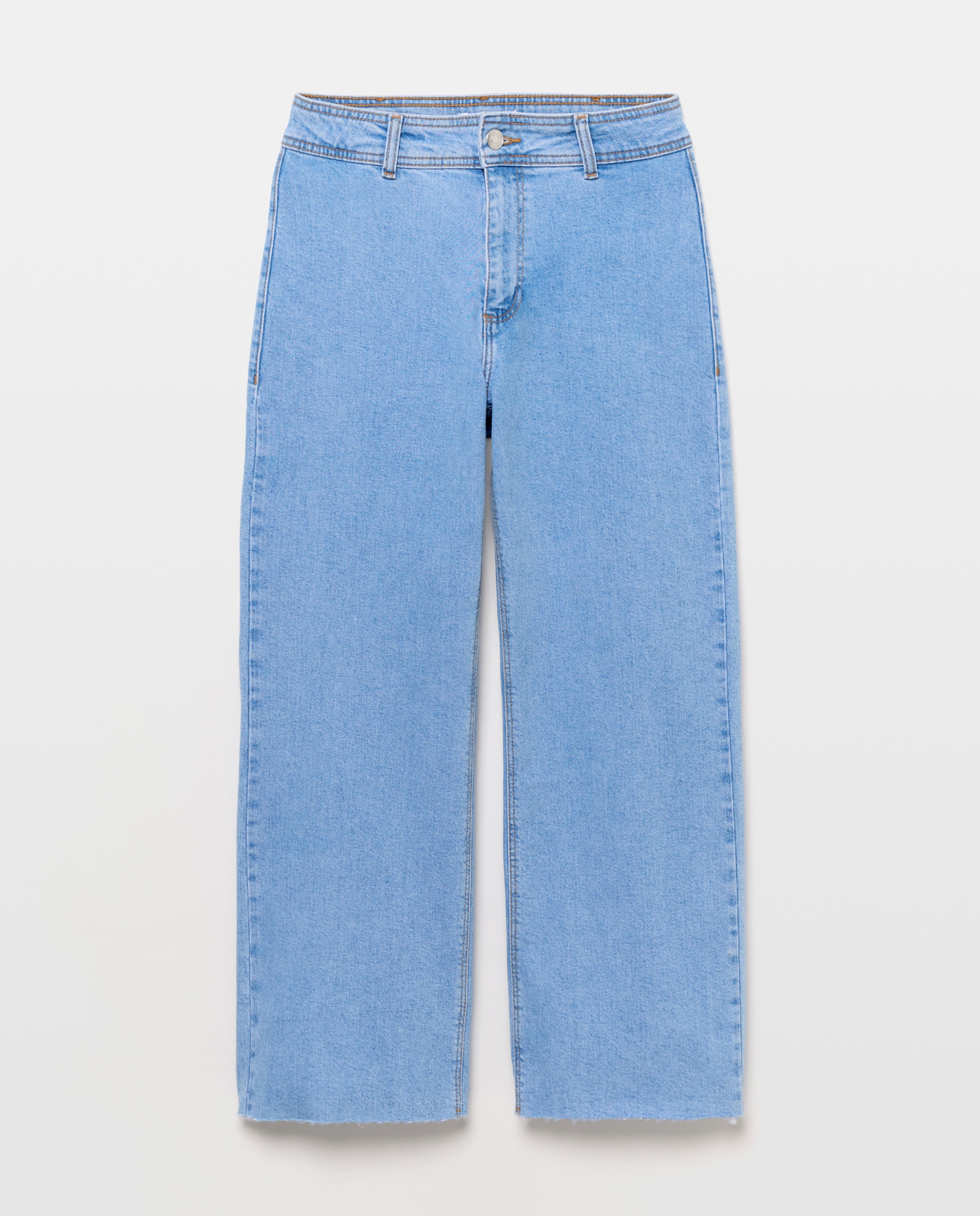 Pantalón de mujer denim culotte Azul pálido-4