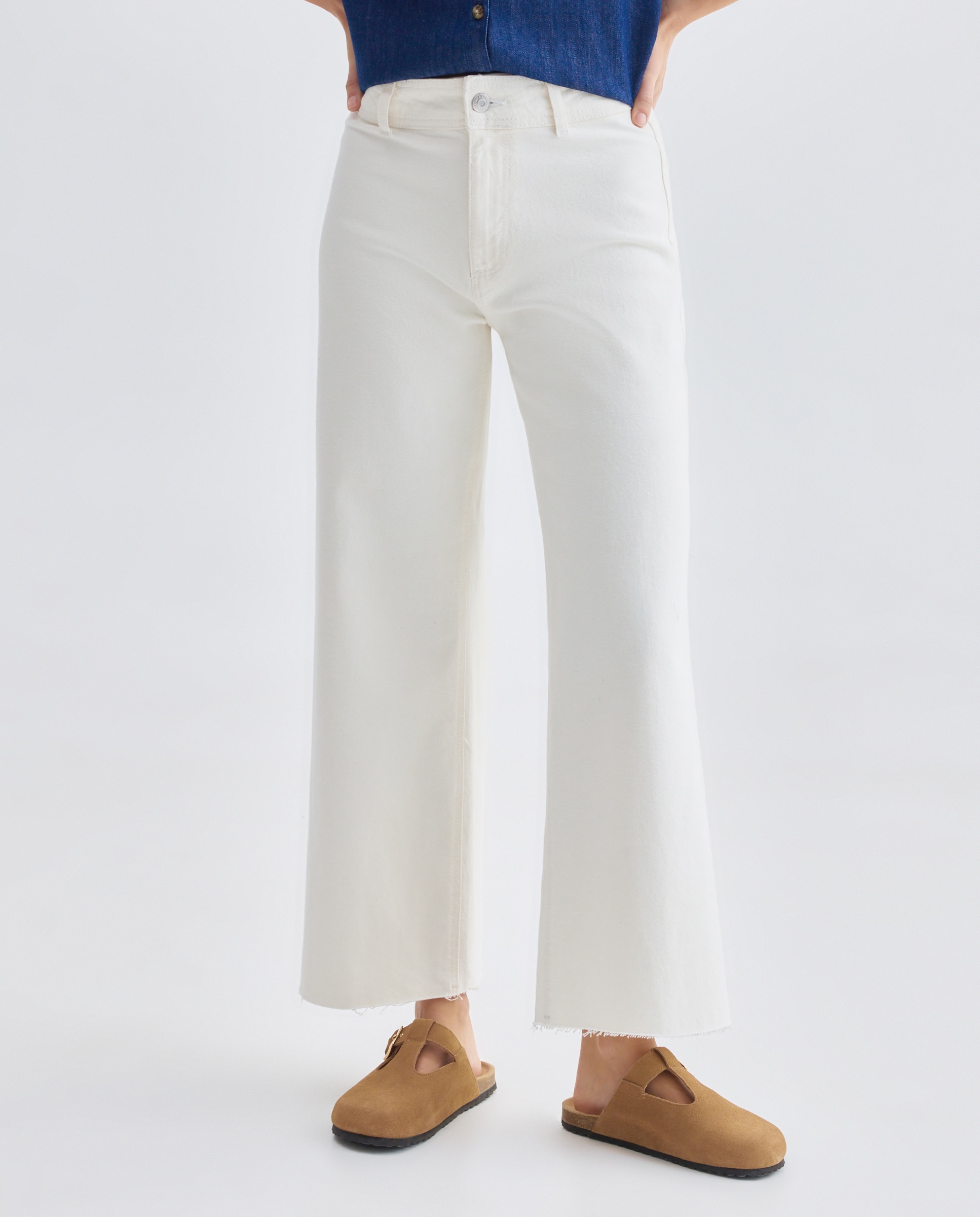 Pantalón de mujer denim culotte 120 Crudo-2