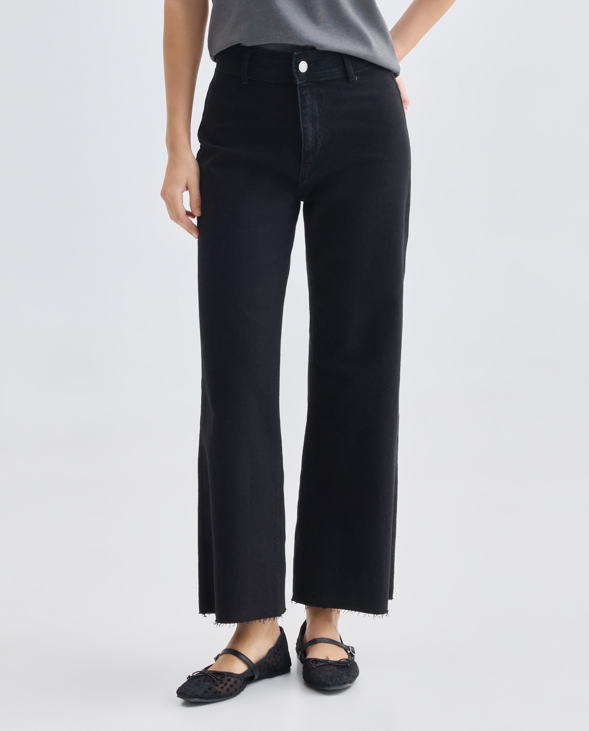 Pantalón de mujer denim culotte Negro intenso-2