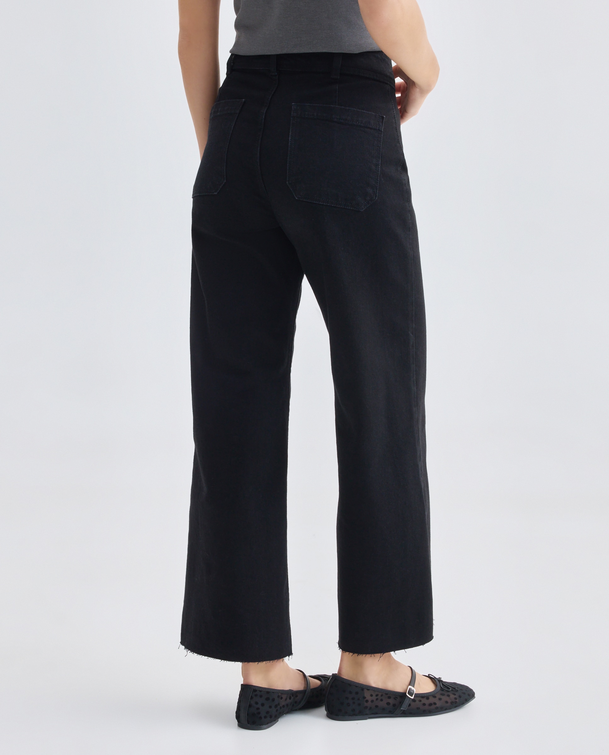 Pantalón de mujer denim culotte Negro intenso-3