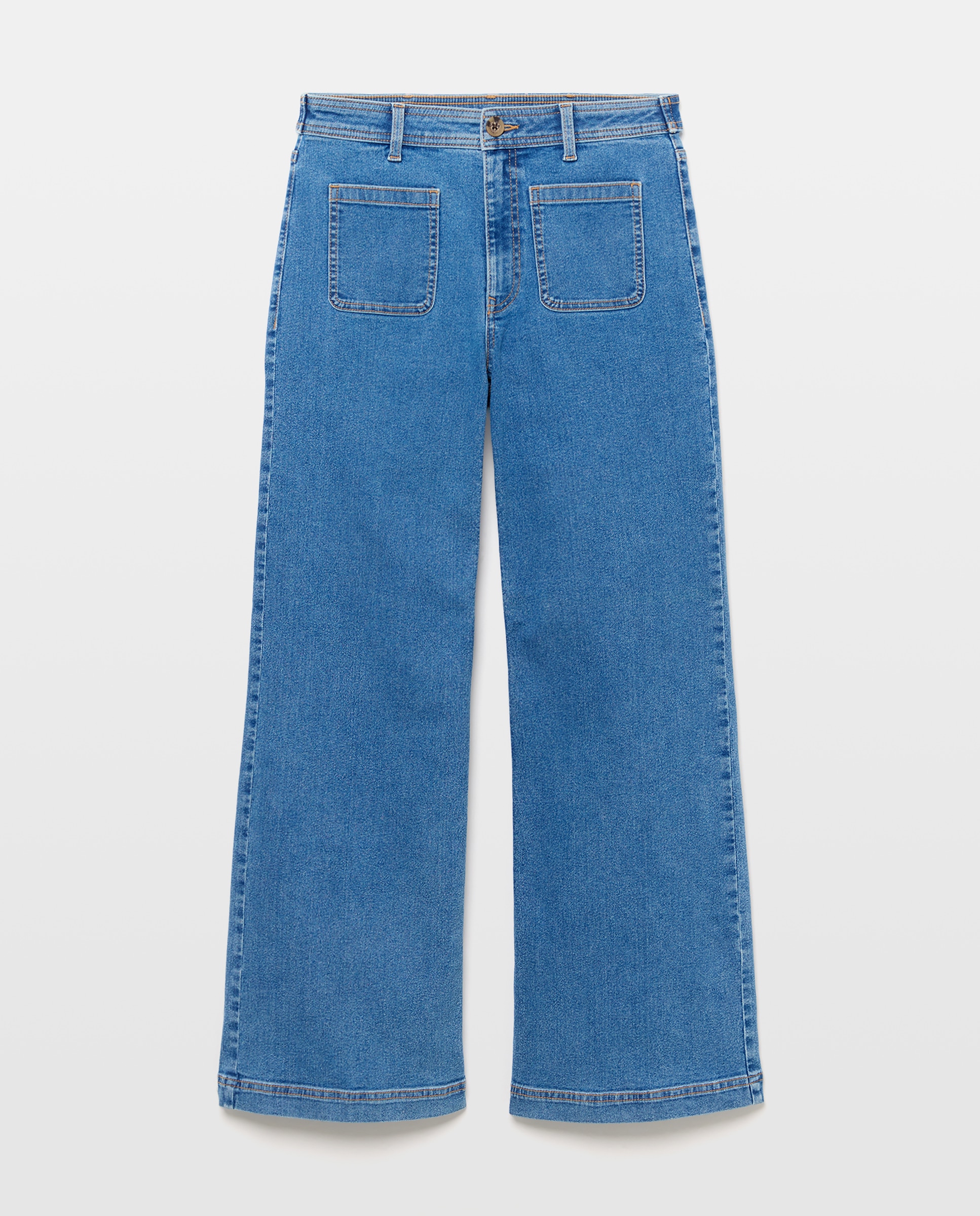 Pantalón de mujer denim wide-leg con bolsillos Azul pálido-4