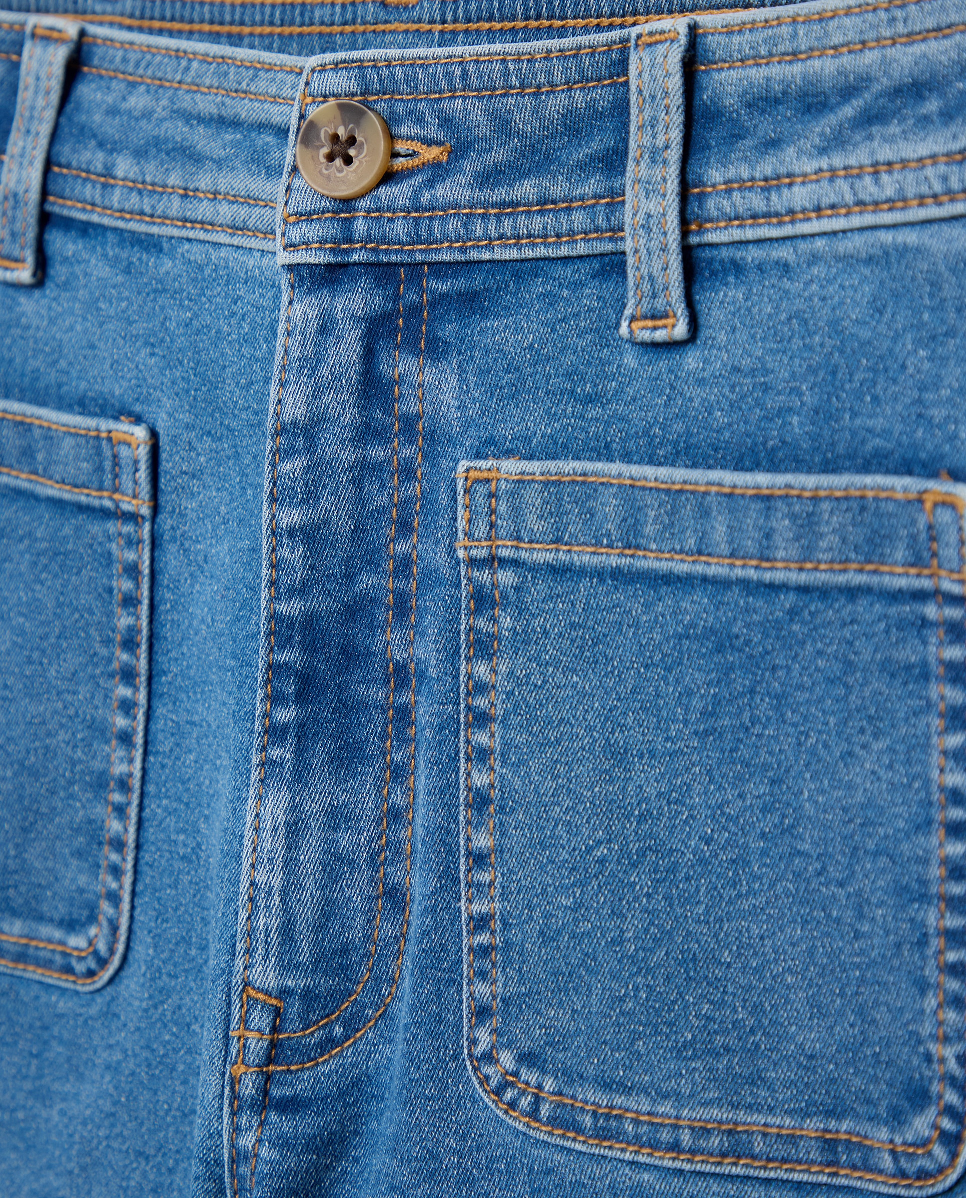 Pantalón de mujer denim wide-leg con bolsillos Azul pálido-5