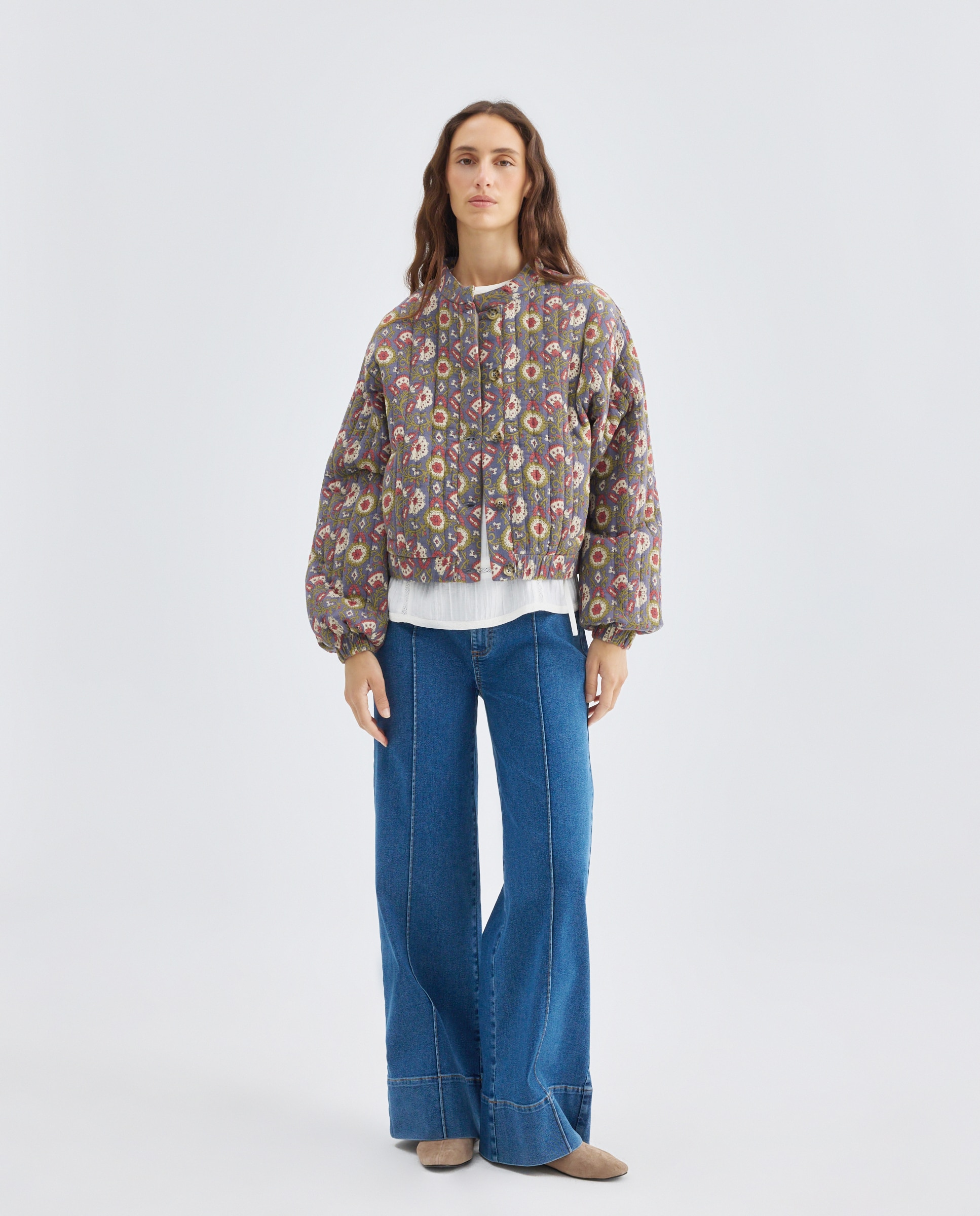 Imagen 0 de Pantalón de mujer denim wide-leg con nervio