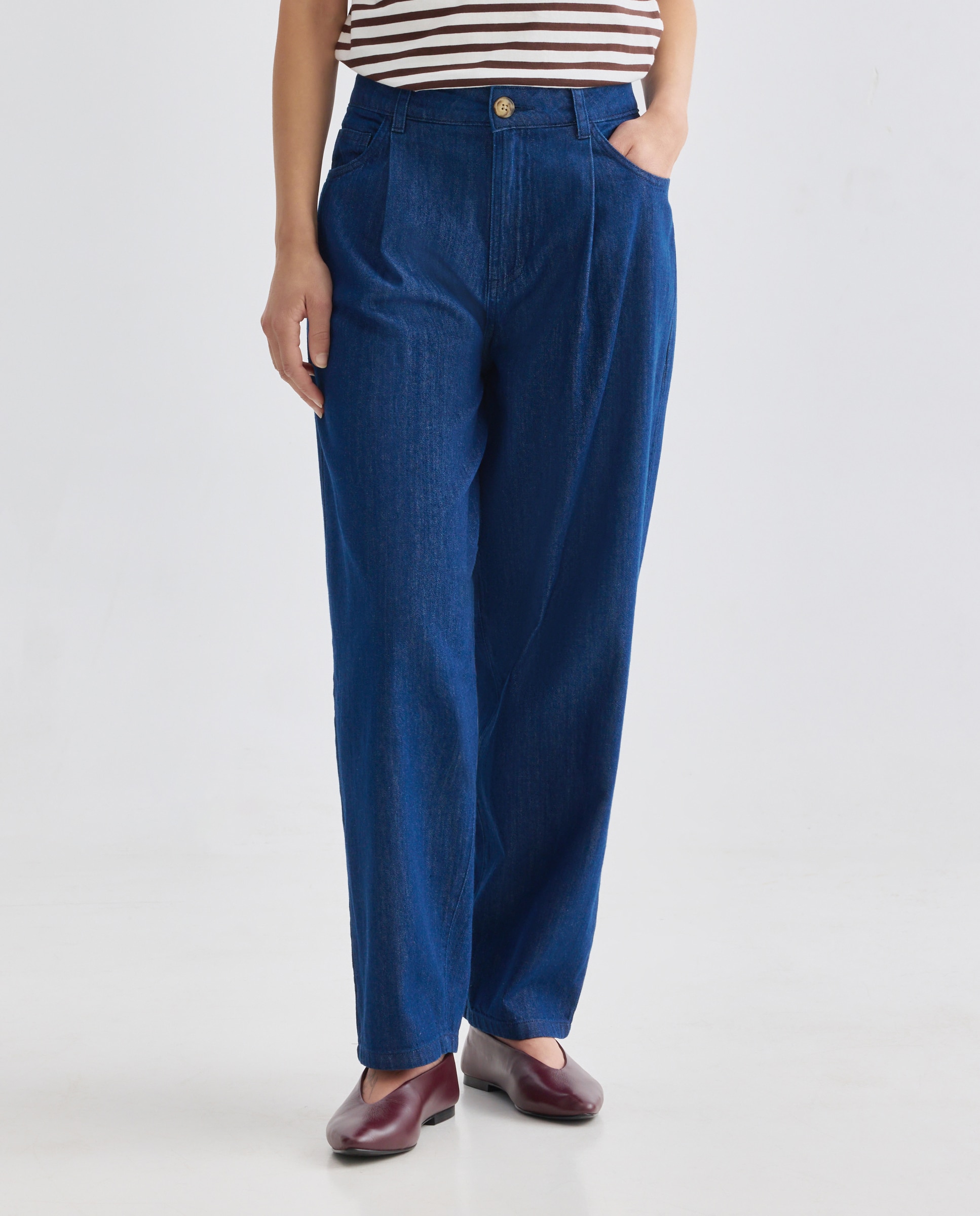 Pantalón de mujer denim balloon total look Azul pálido-2