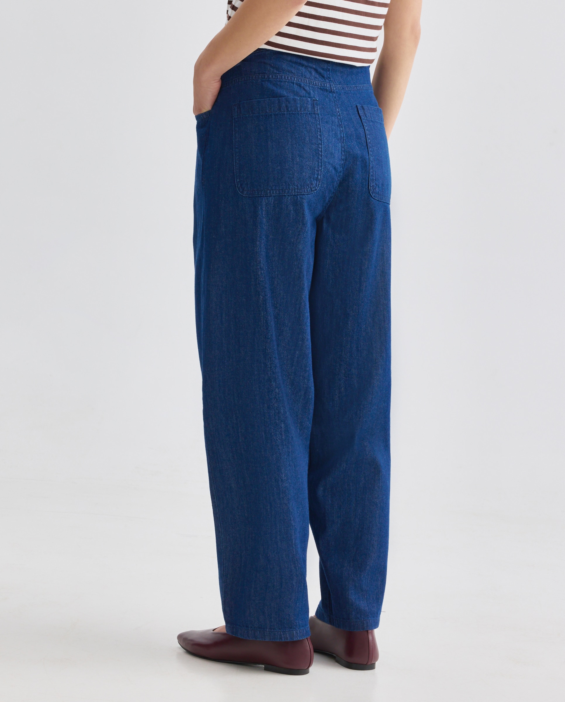 Pantalón de mujer denim balloon total look Azul pálido-3
