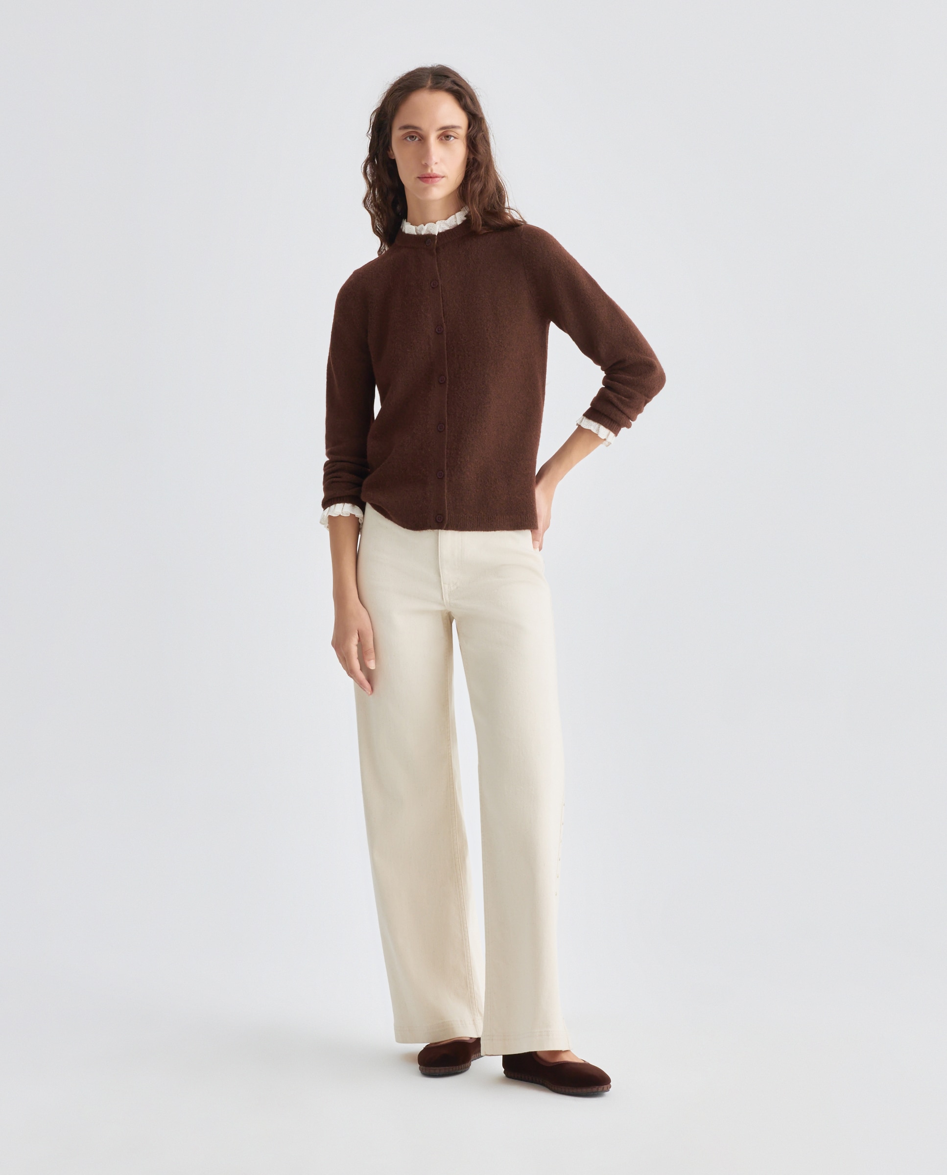 Imagen 0 de Pantalón de mujer denim wide-leg con pana