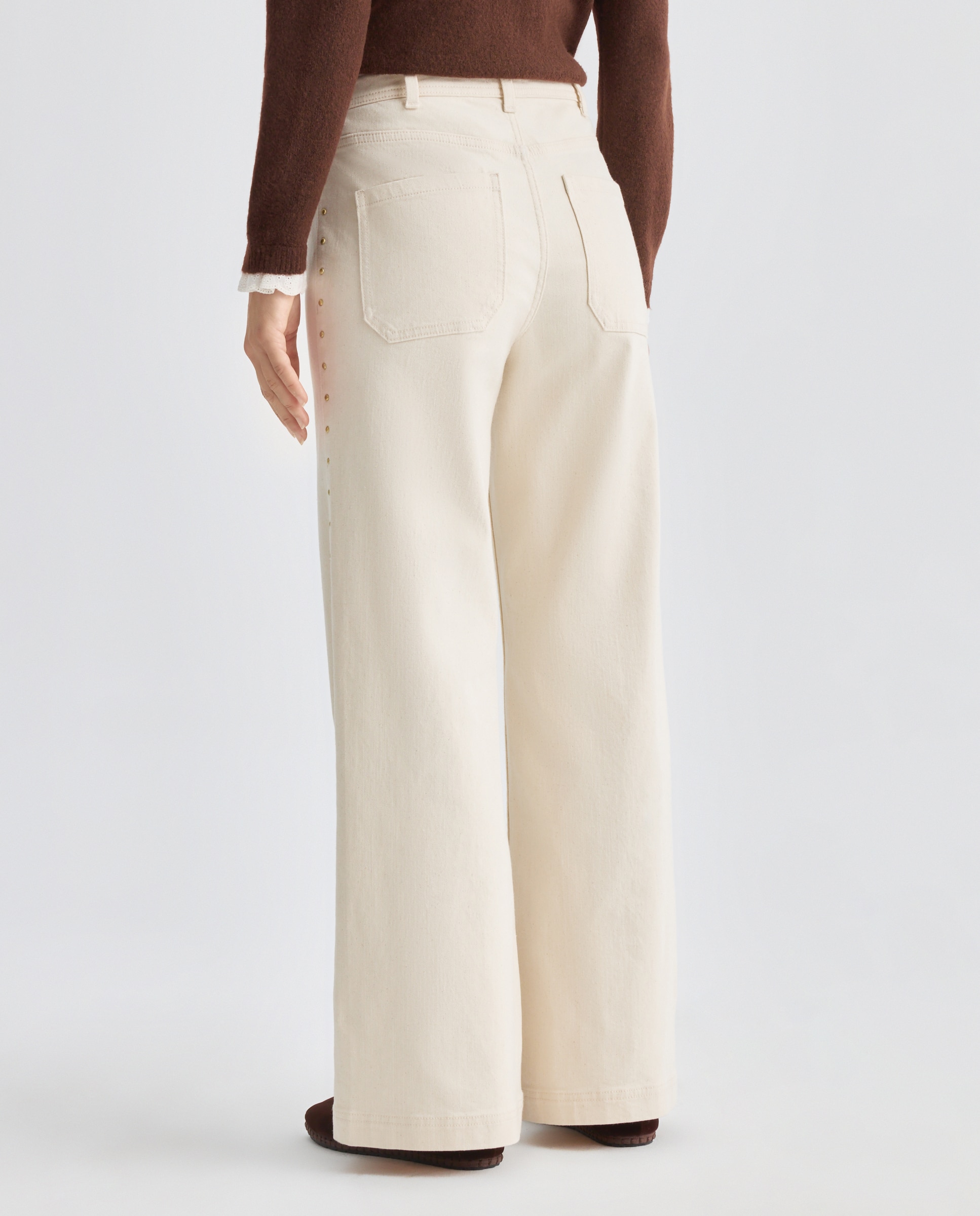 Pantalón de mujer denim wide-leg con pana 120 Crudo-3