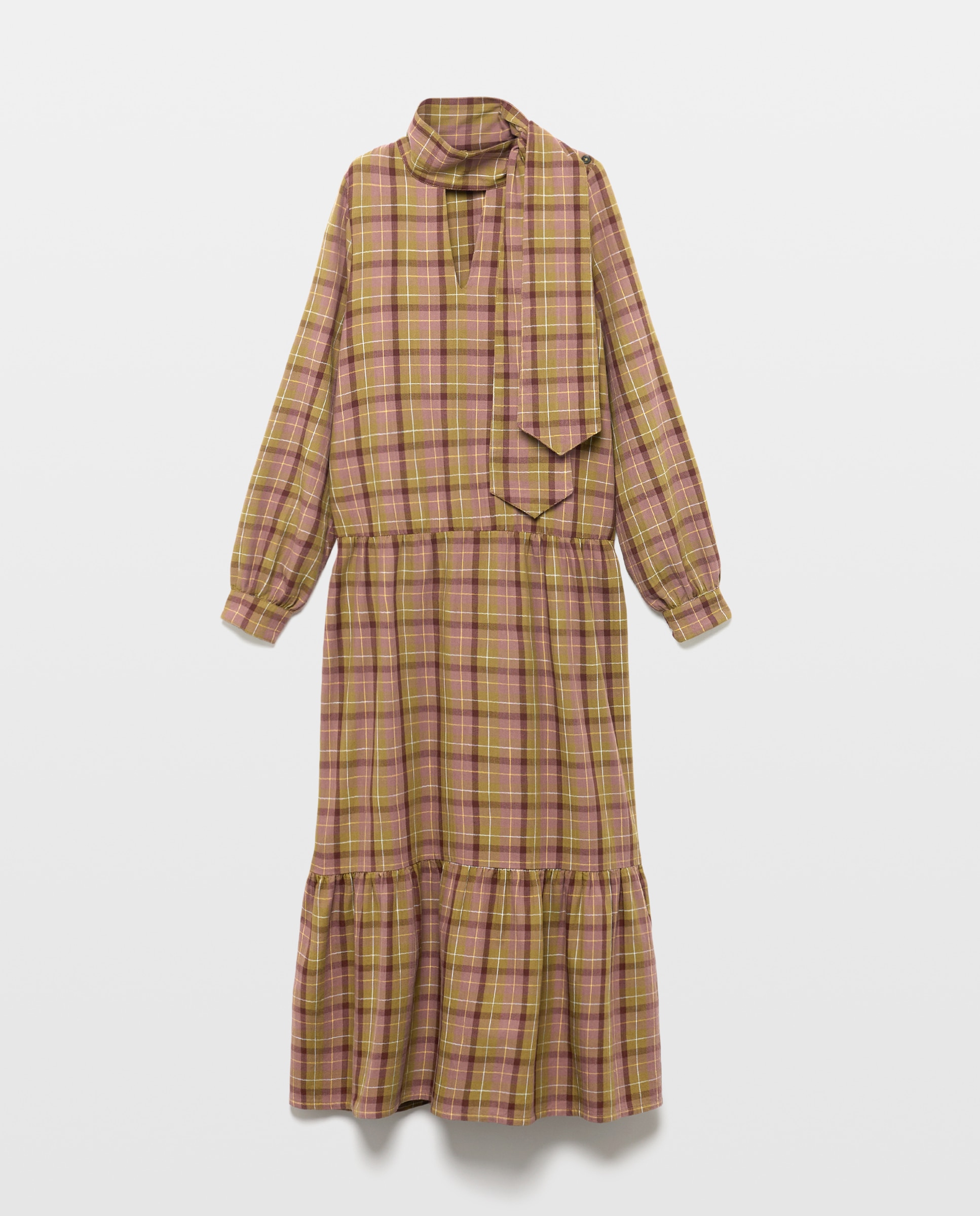 Vestido de mujer con lazada de cuadros Rosa-4