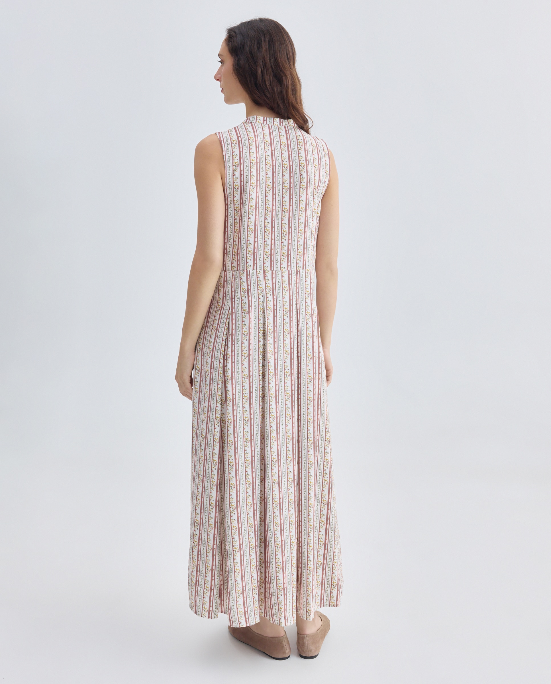 Vestido de mujer de flores sin mangas Blanco-3