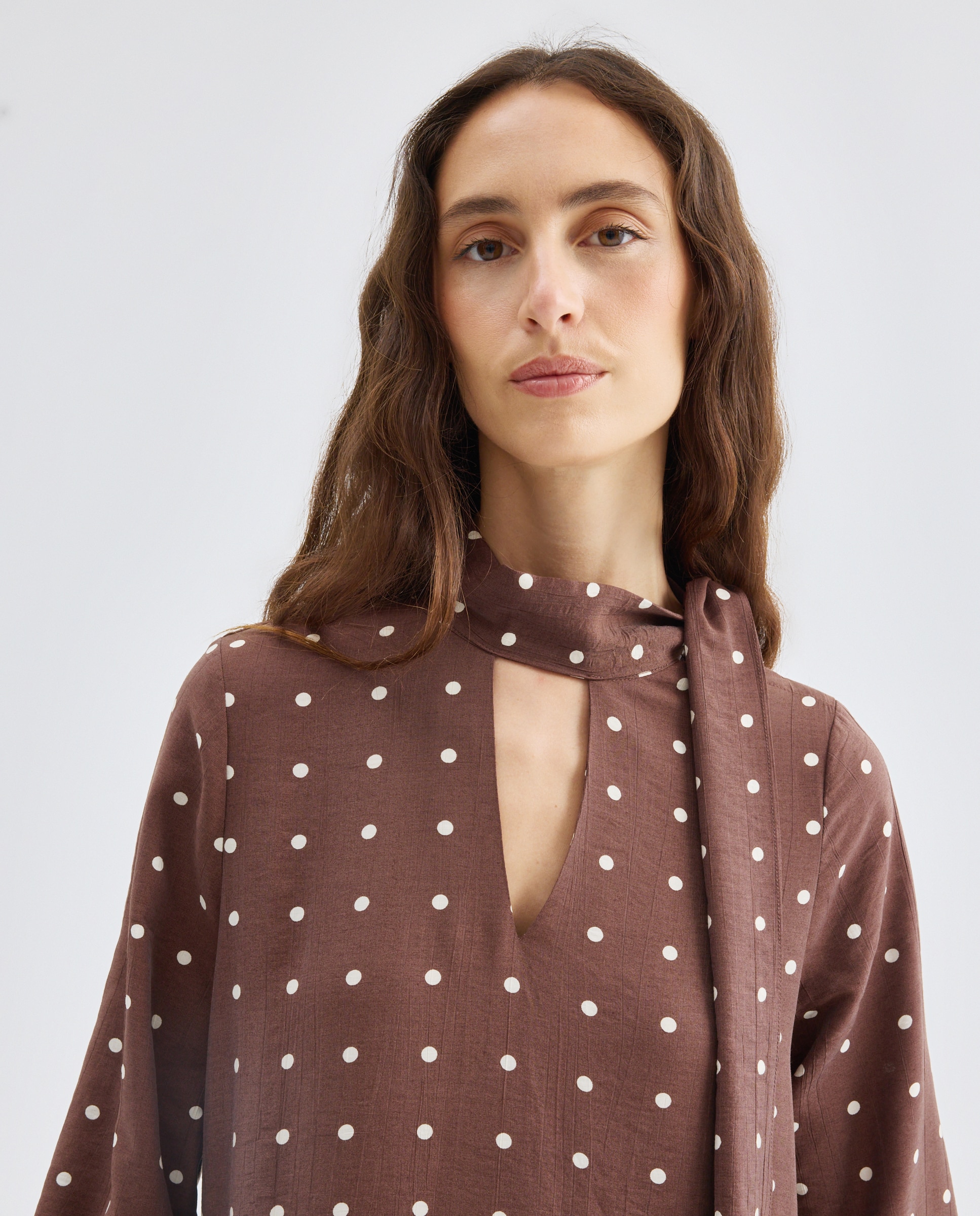 Vestido de mujer de lunares Marrón-2