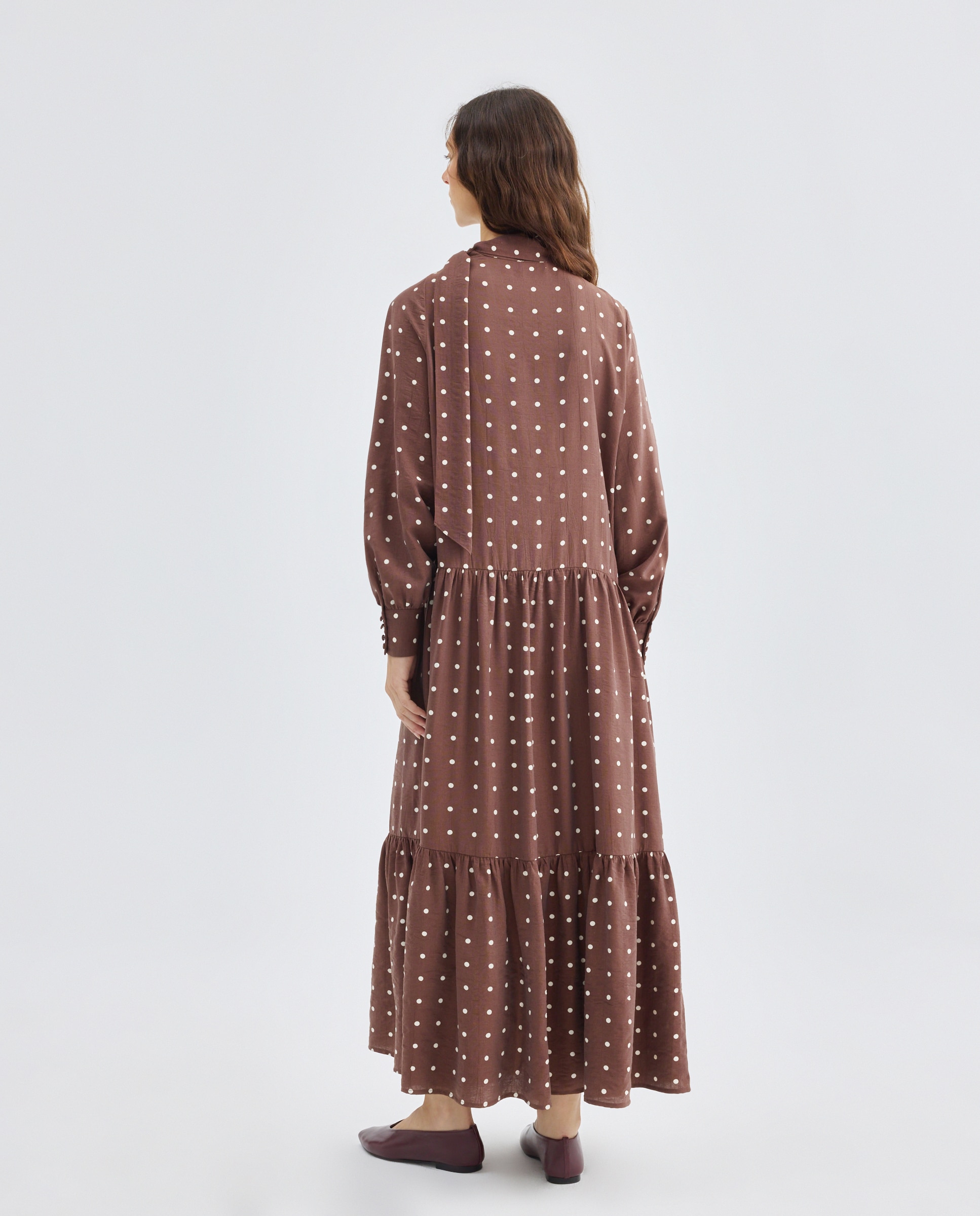 Vestido de mujer de lunares Marrón-3