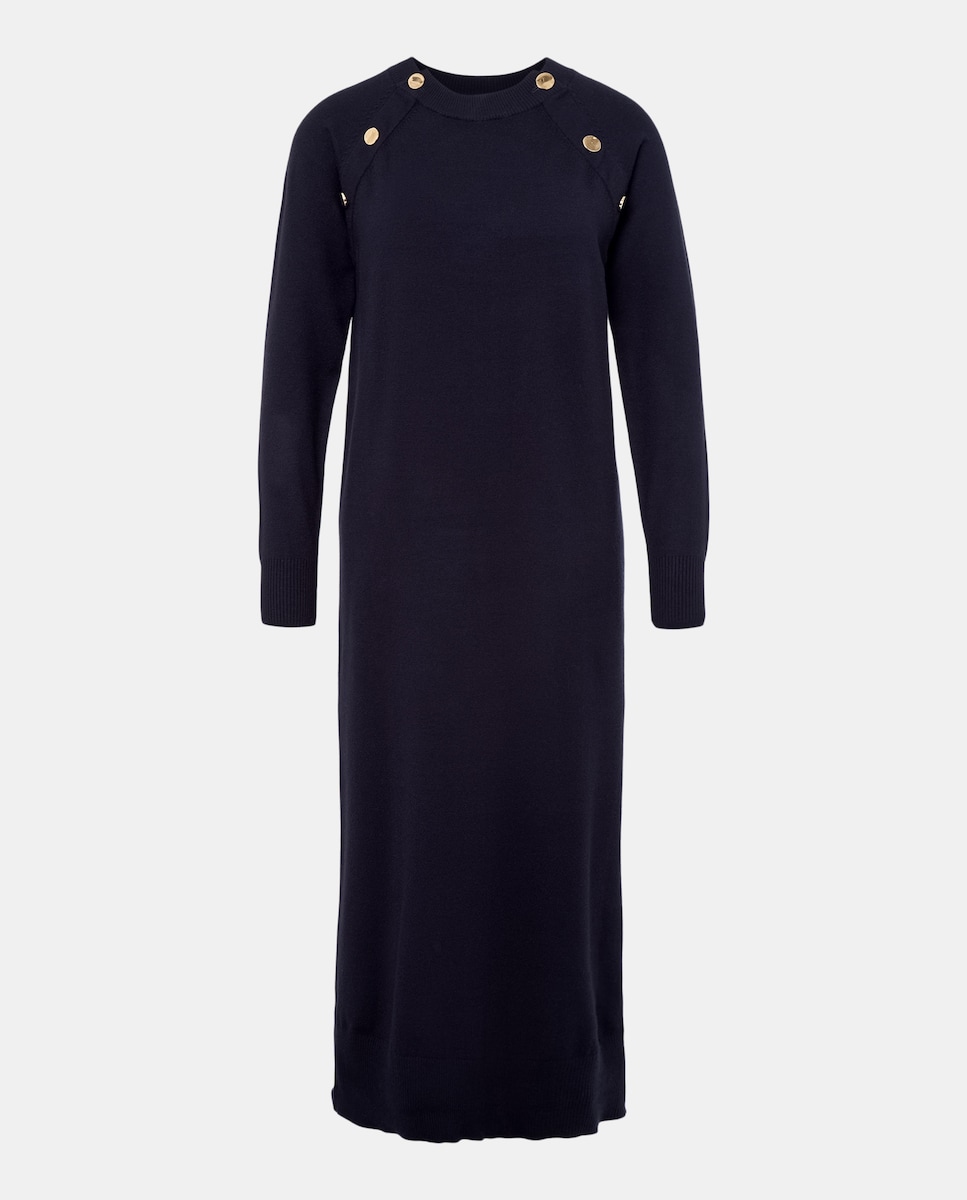 Vestido de mujer de punto midi manga larga Azul marino-4