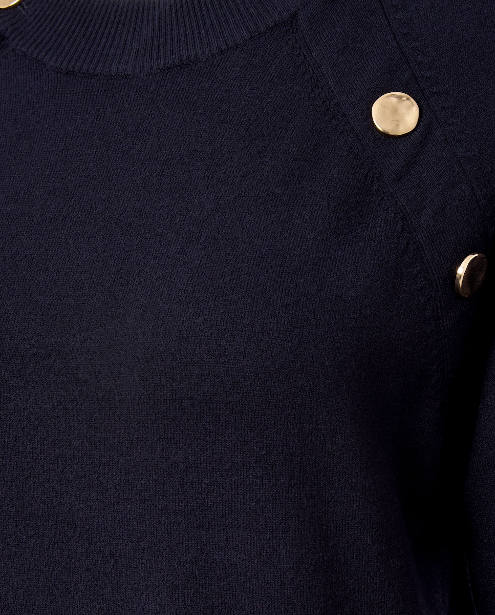 Vestido de mujer de punto midi manga larga Azul marino-5