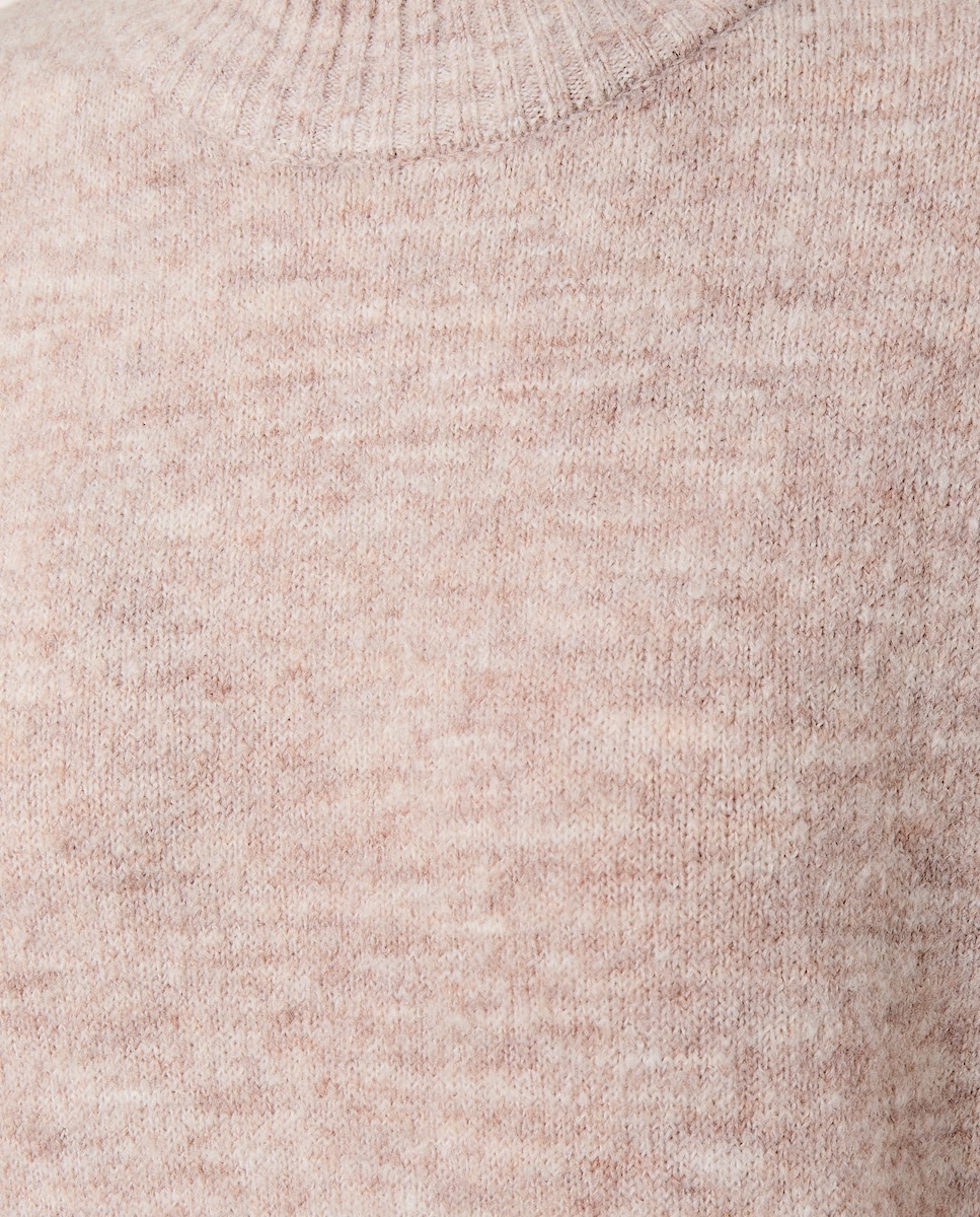 Vestido de mujer de punto midi manga larga Beige-5