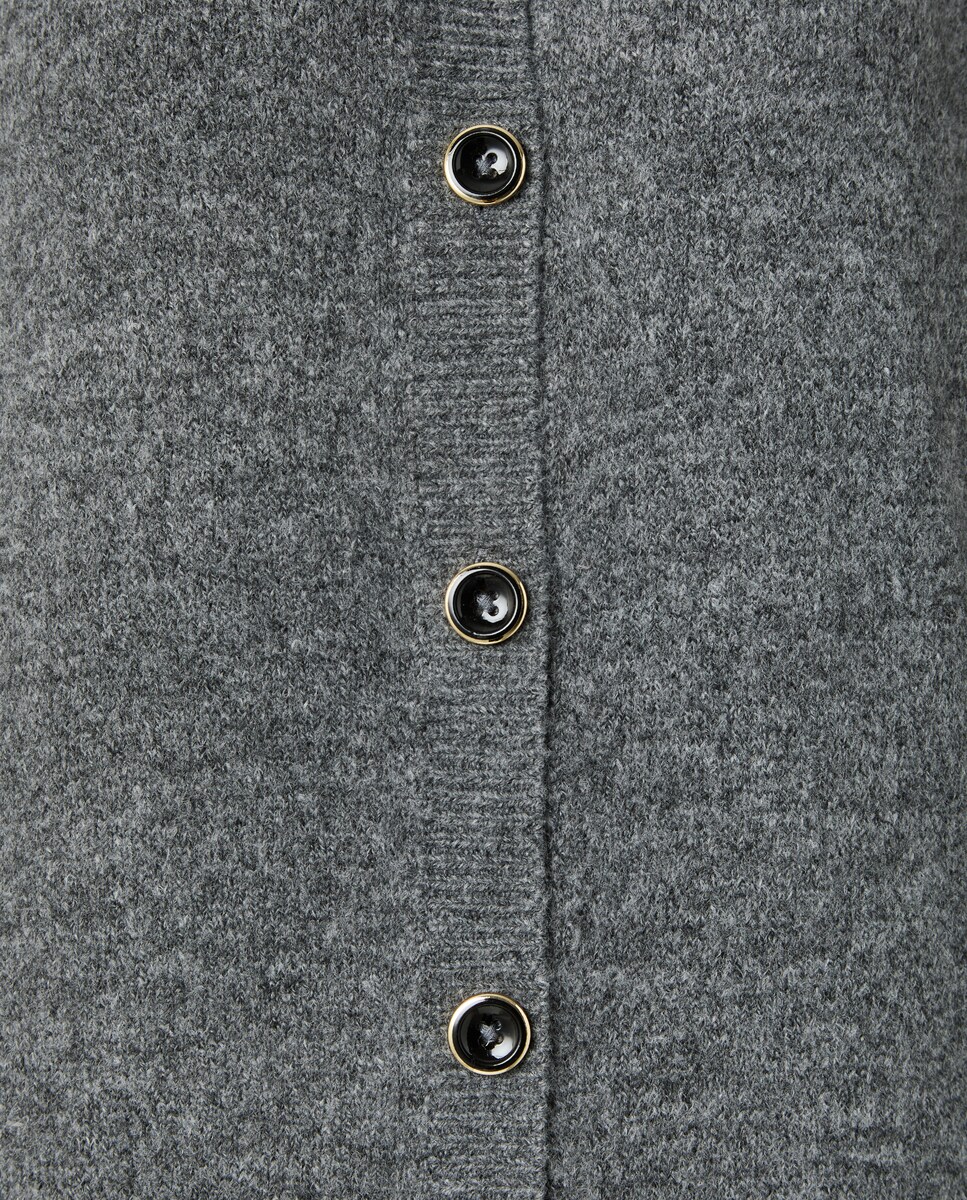 Vestido de mujer de punto midi abotonado manga larga 830 Antracita-5