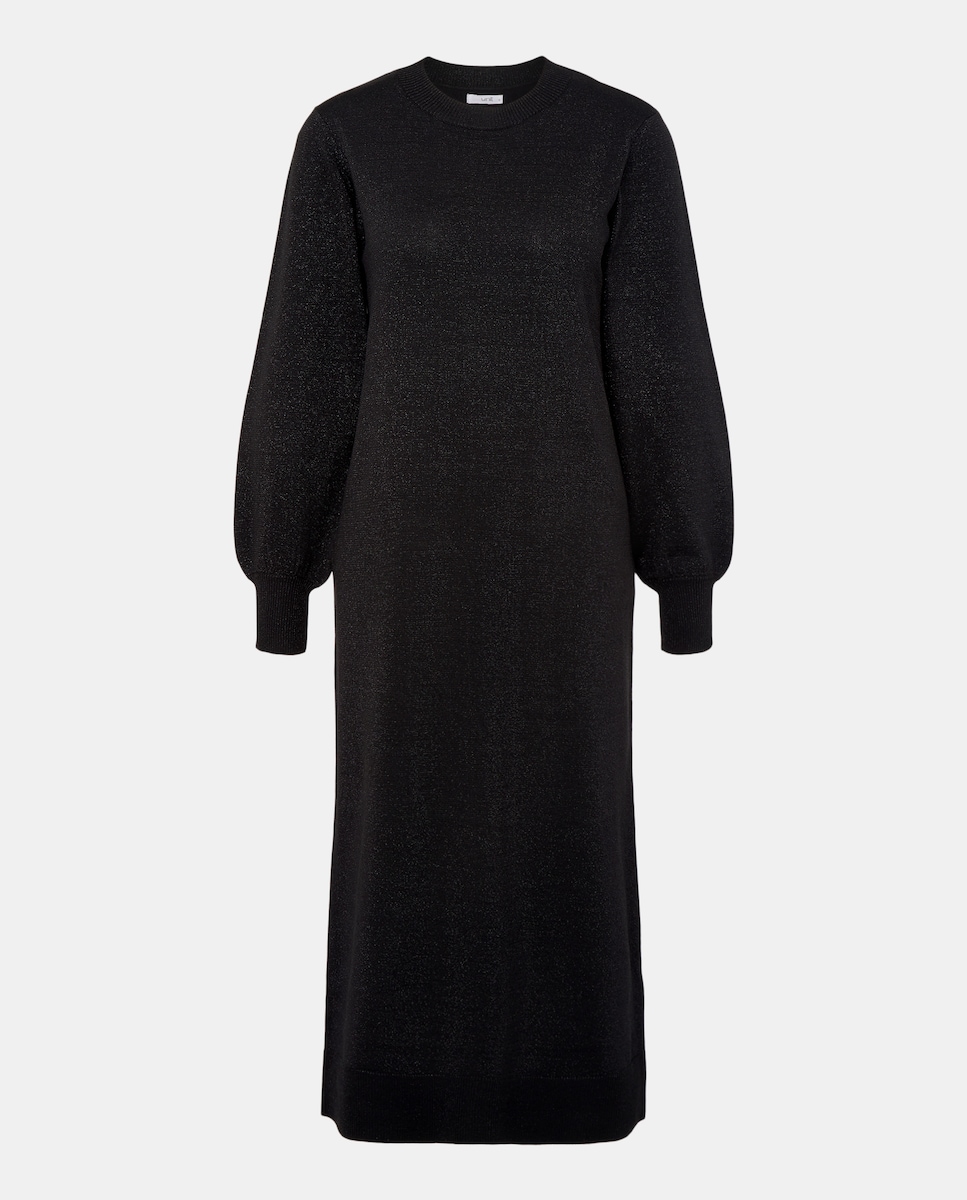 Vestido de mujer de punto con hilo metálico Negro-4