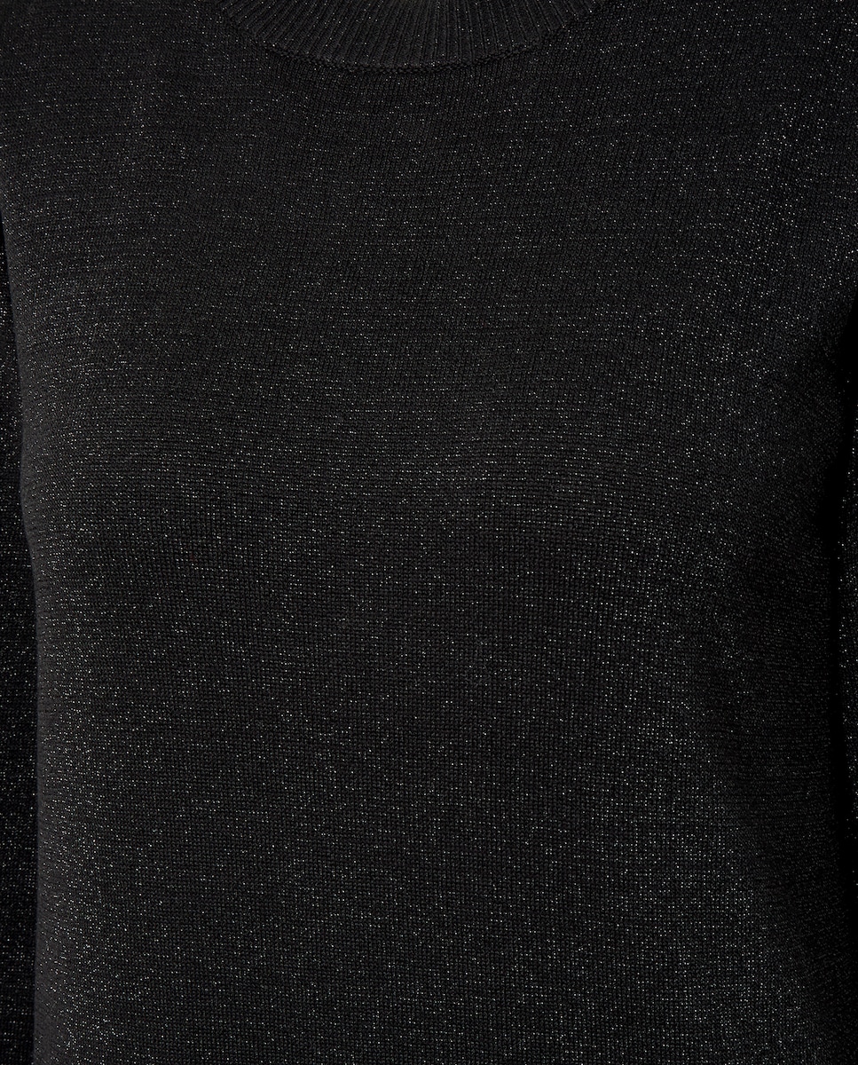 Vestido de mujer de punto con hilo metálico Negro-5
