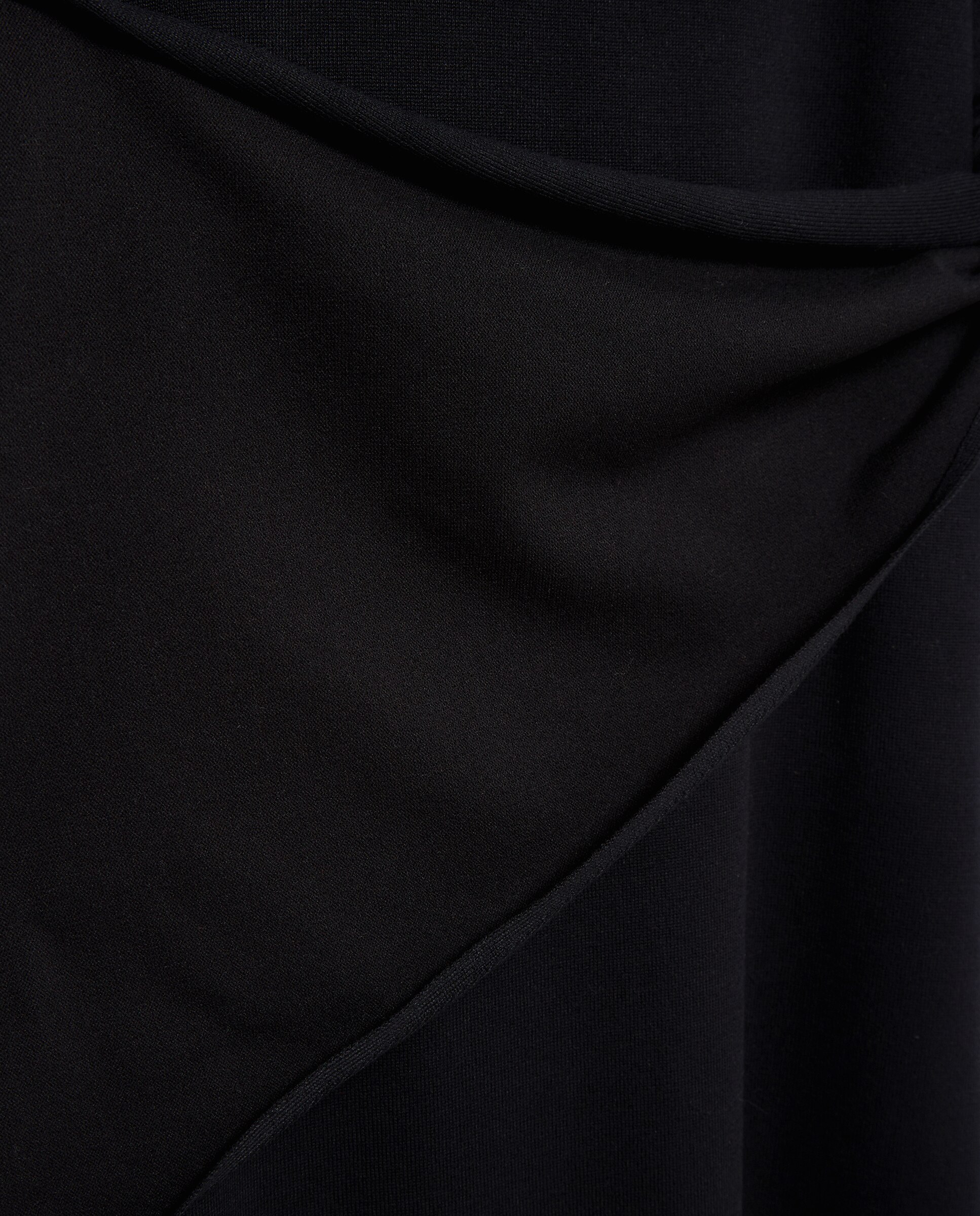 Vestido de punto de mujer manga corta pañuelo cintura Negro-5