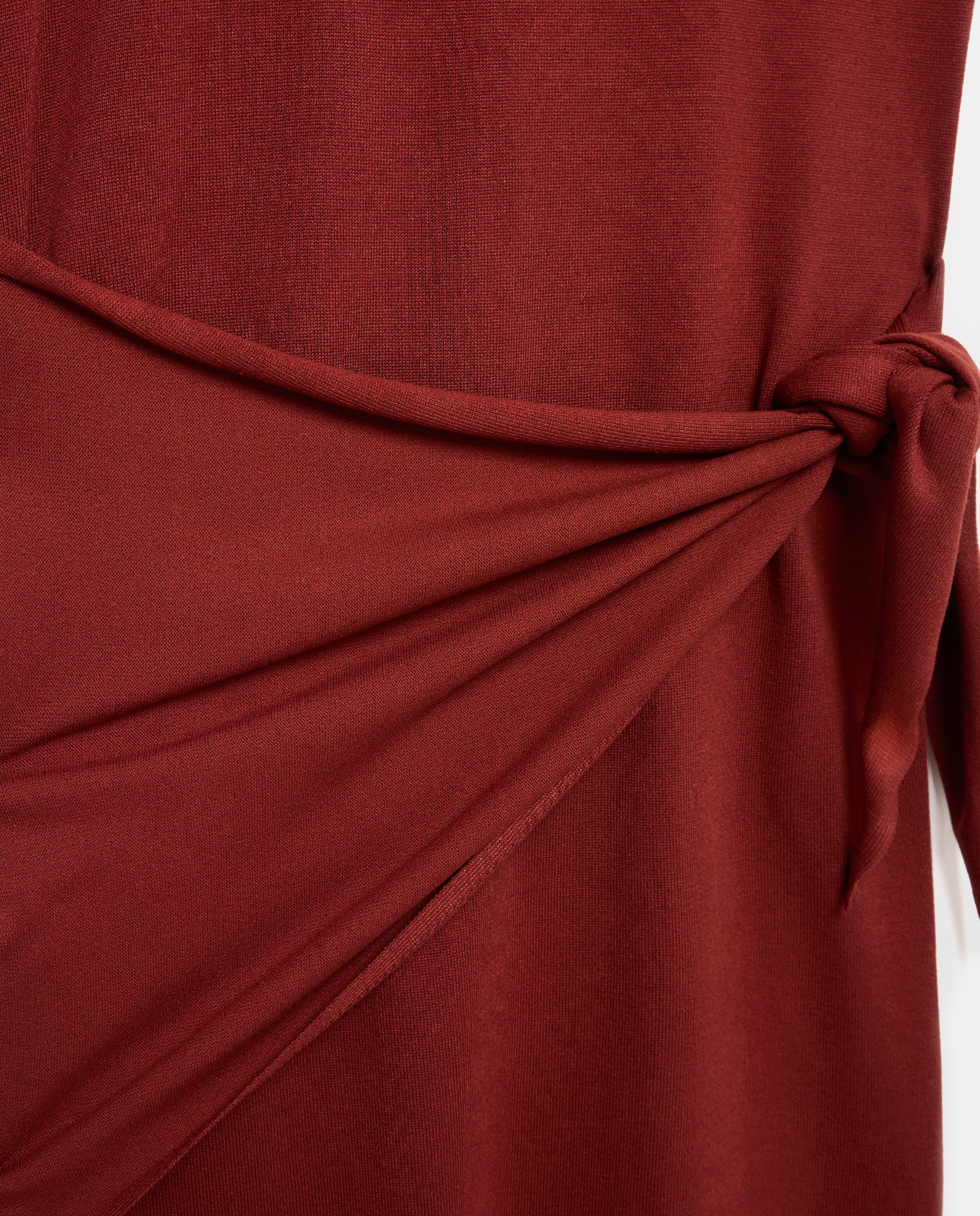 Vestido de punto de mujer manga corta pañuelo cintura 610 Carmín-5