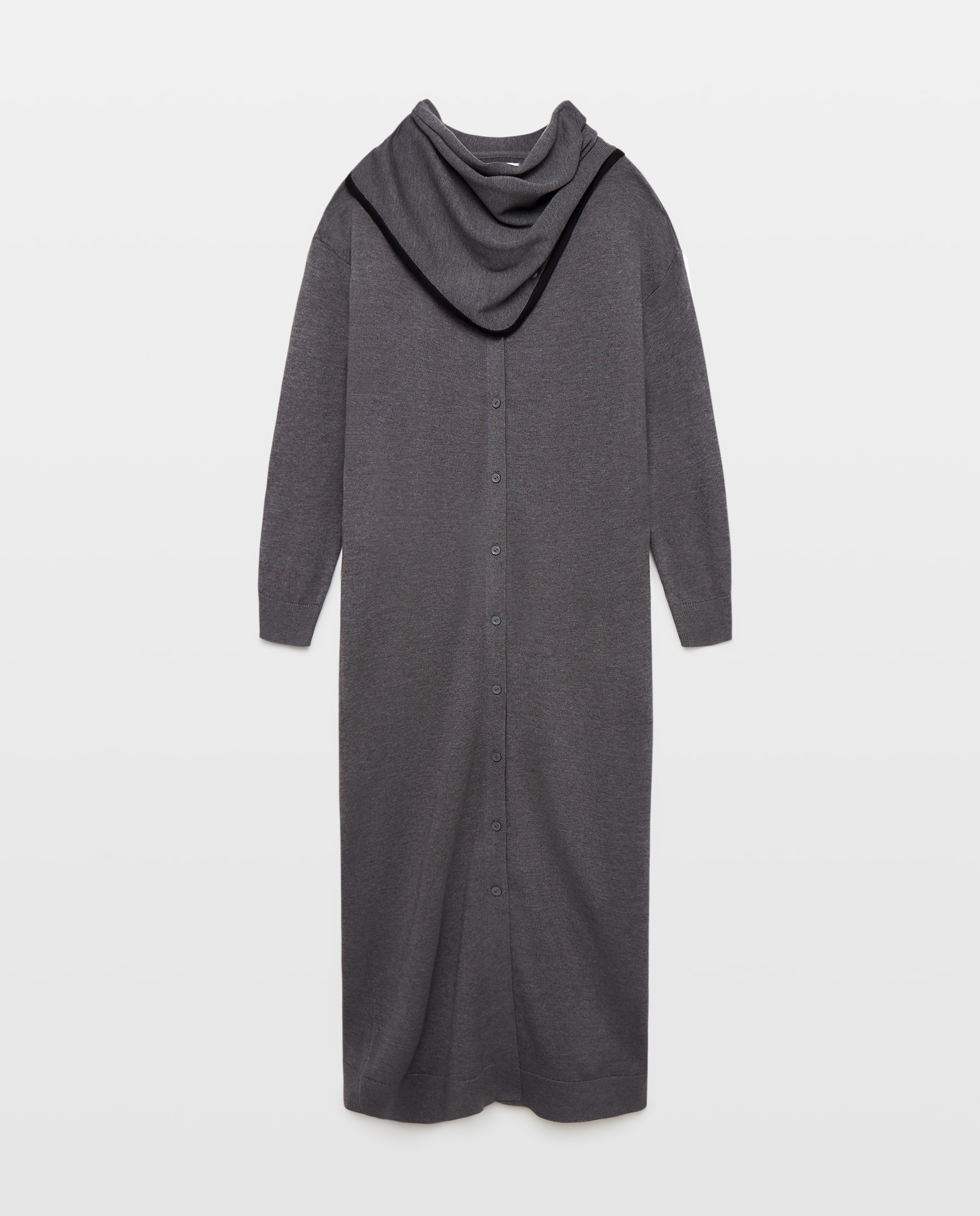 Vestido de punto de mujer abotonado con pañuelo 820 Gris medio-4